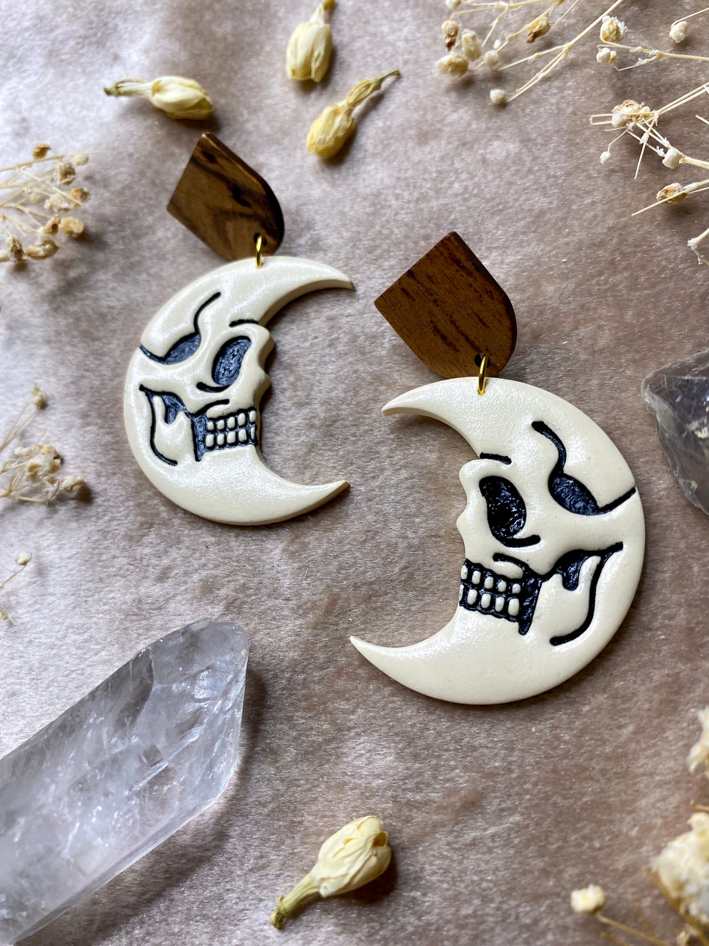 Skull Moon Earrings
