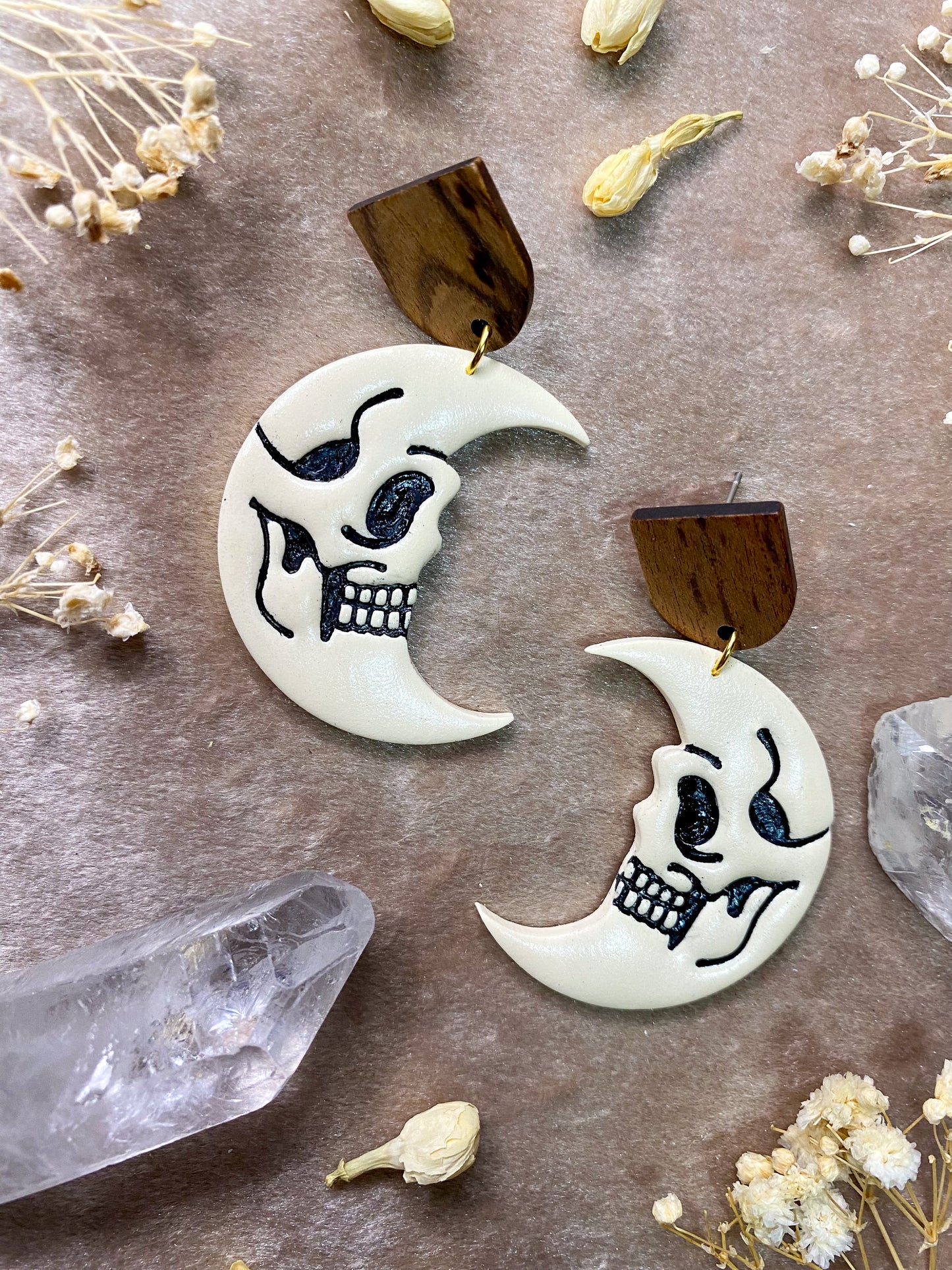 Skull Moon Earrings