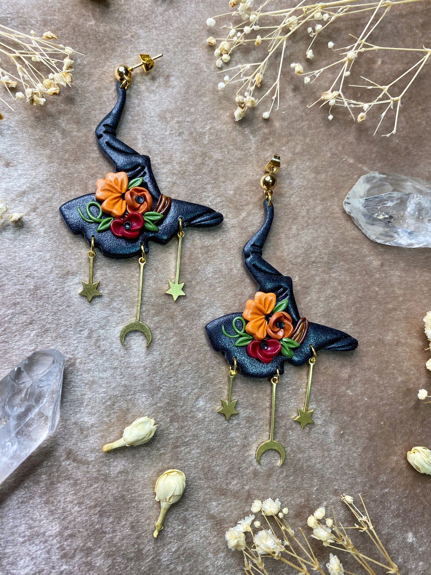 Floral Witch's Hat Earrings