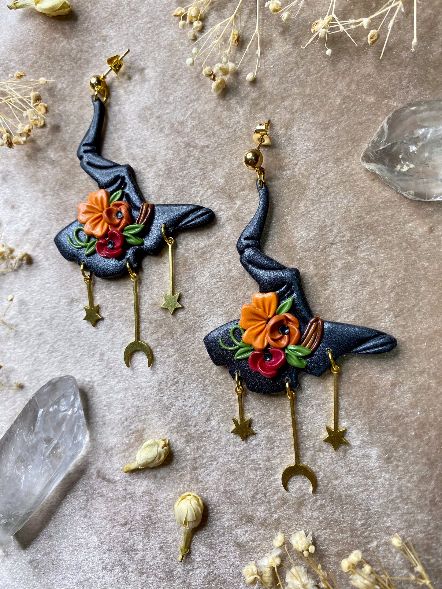Floral Witch's Hat Earrings