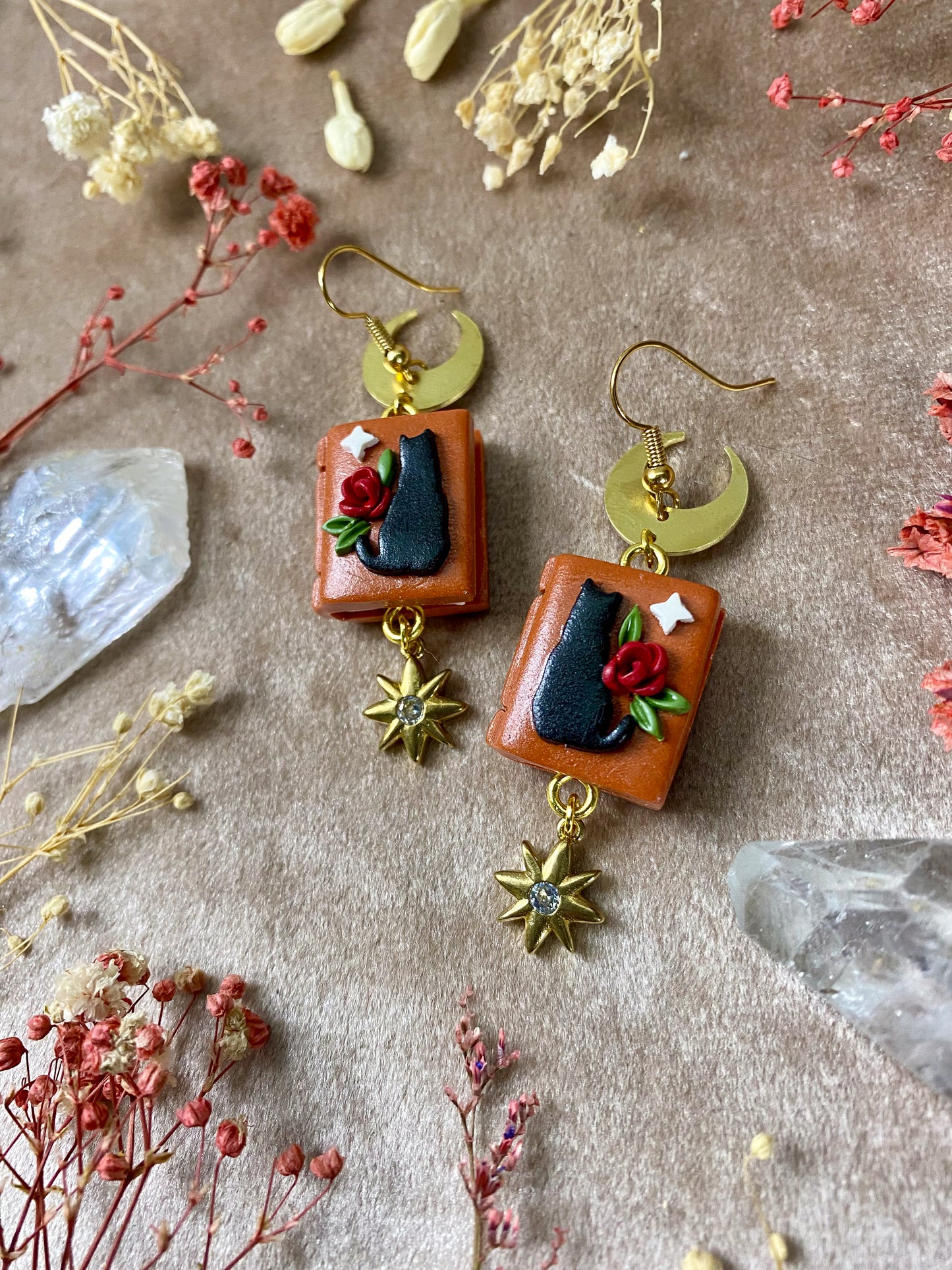 polymer clay and resin tattooed woman halloween earrings