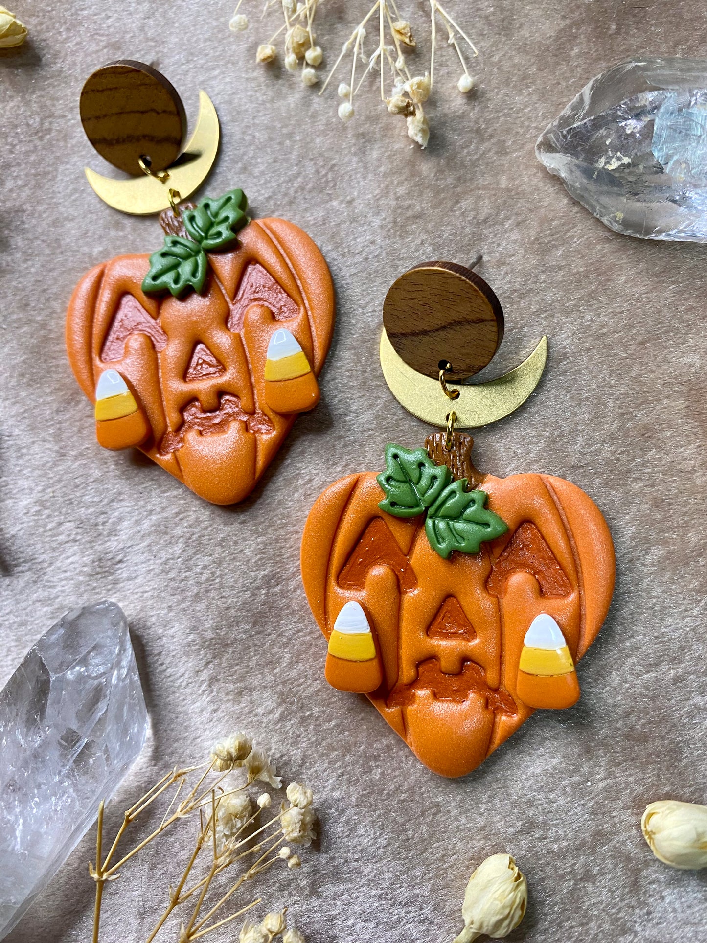 Crying Candy Pumpkin Heart Earrings