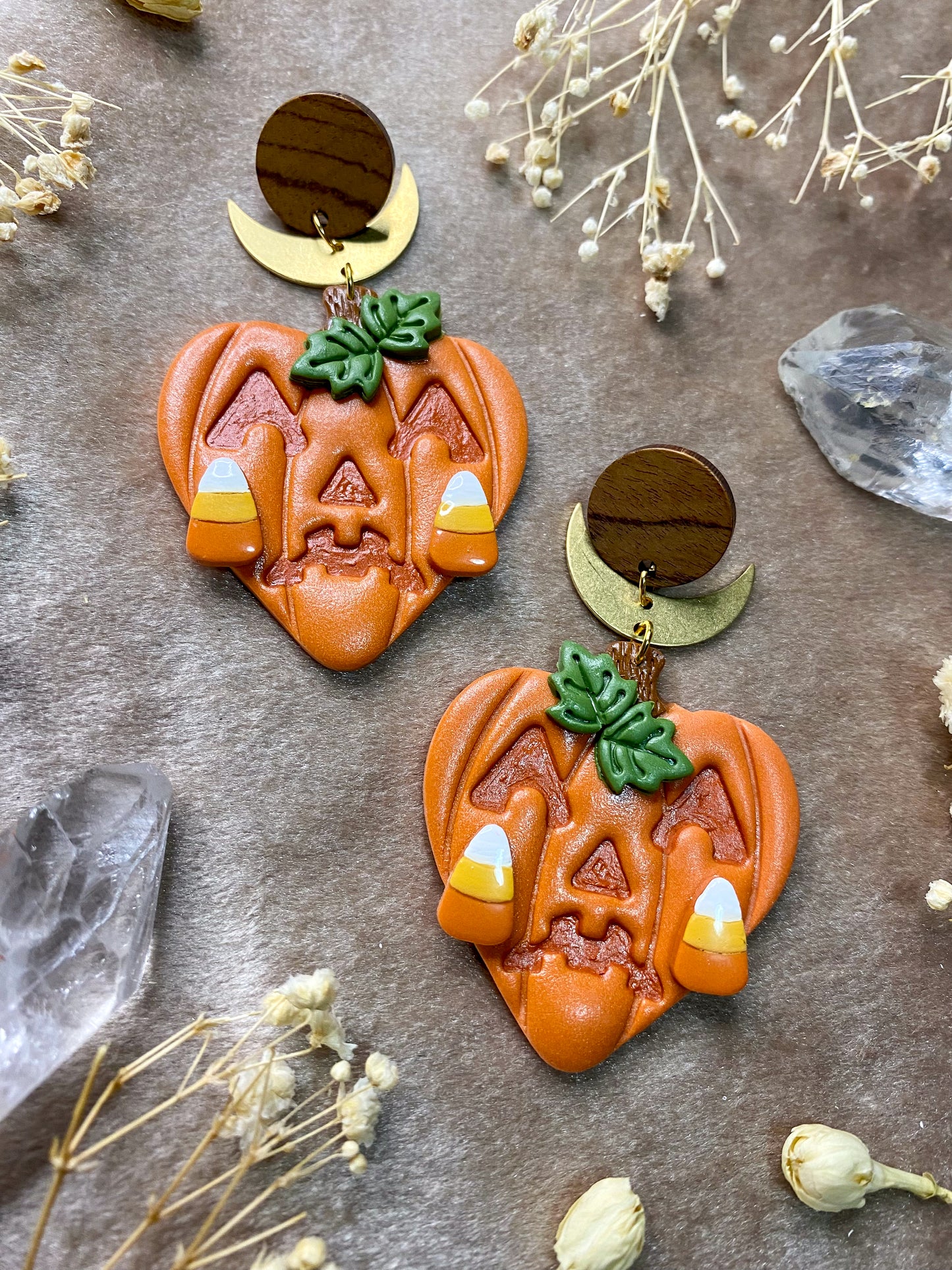 Crying Candy Pumpkin Heart Earrings
