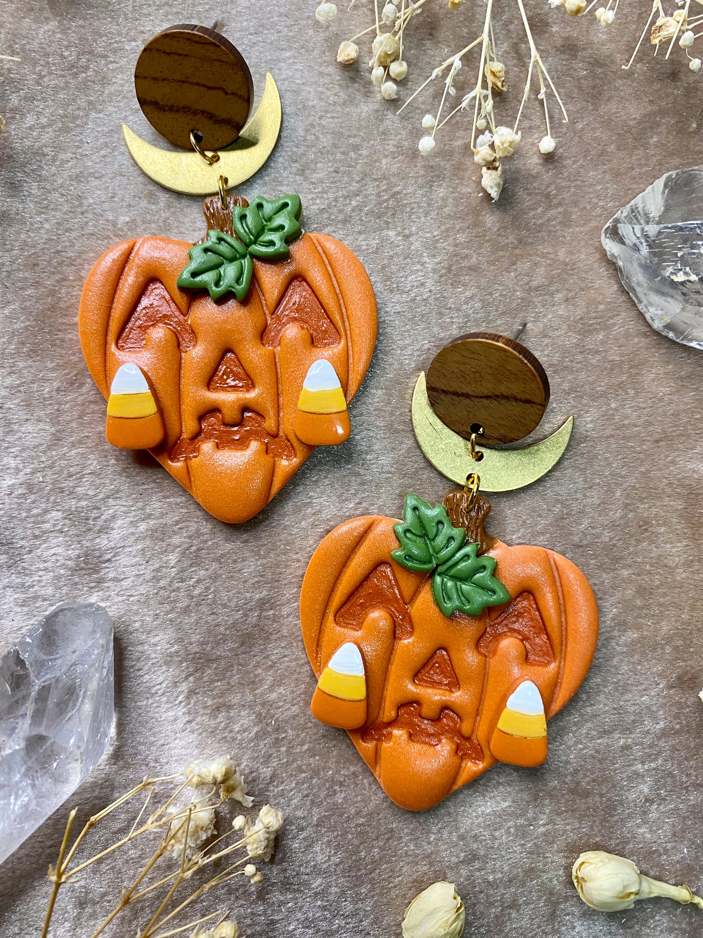 Crying Candy Pumpkin Heart Earrings