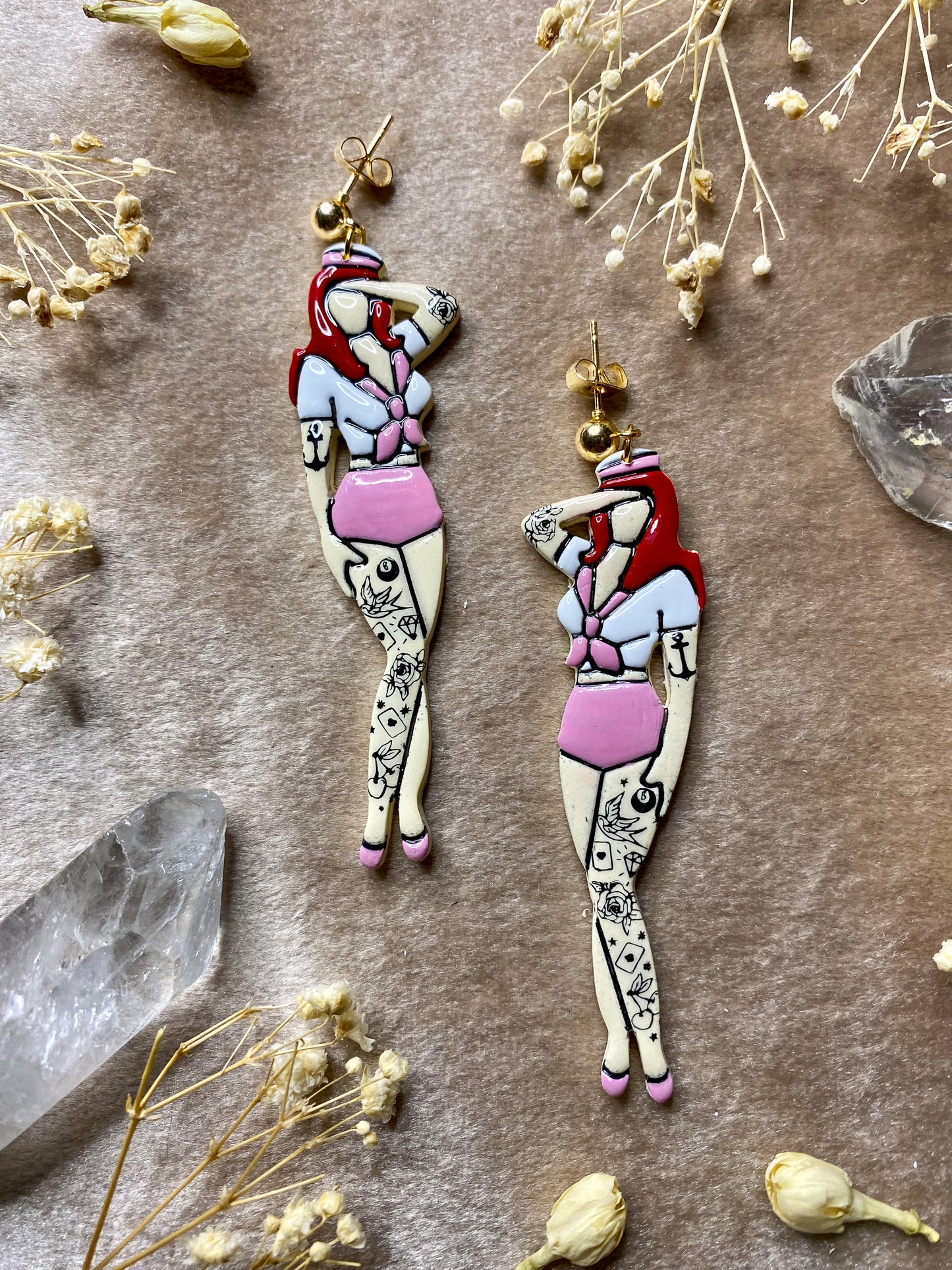 Sailor Tattooed Lady Earrings