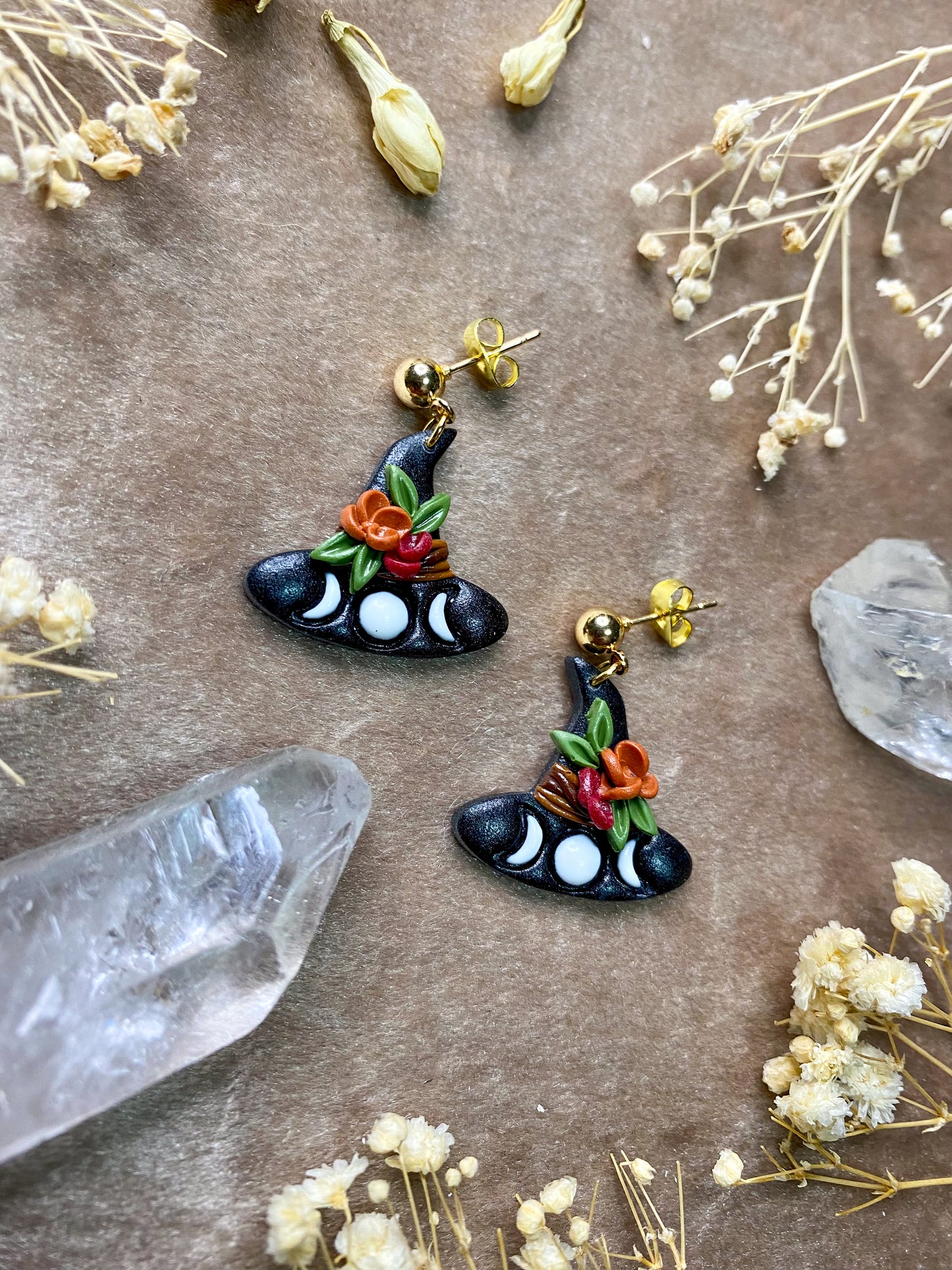 Floral Witch Hat Midi Earrings