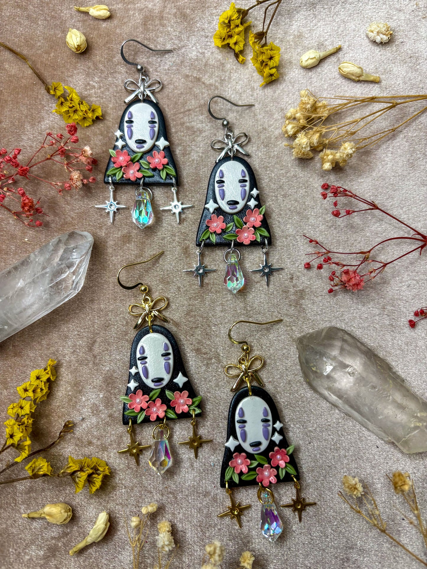 Masked Monster and Blossom Earrings