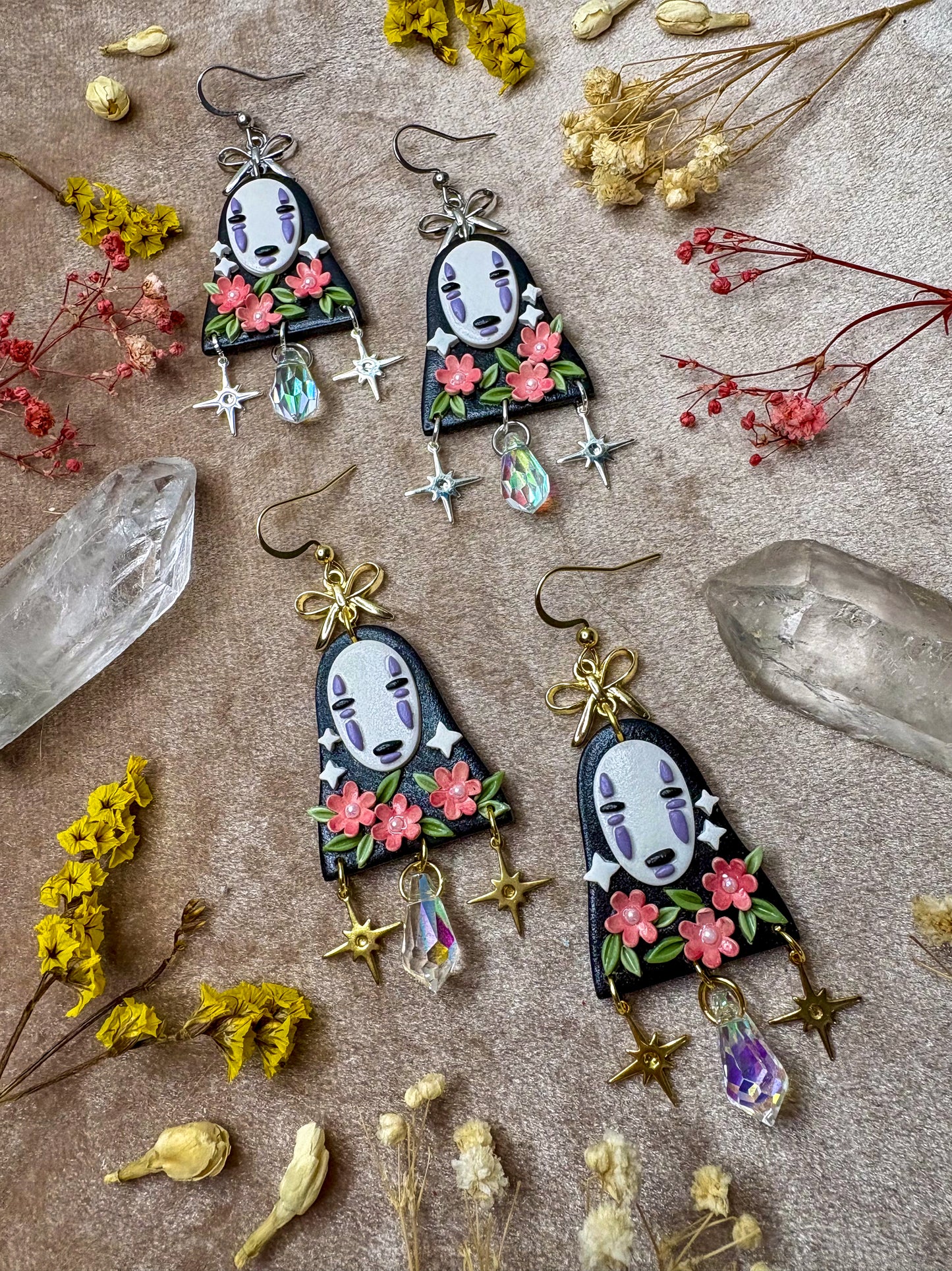 Masked Monster and Blossom Earrings