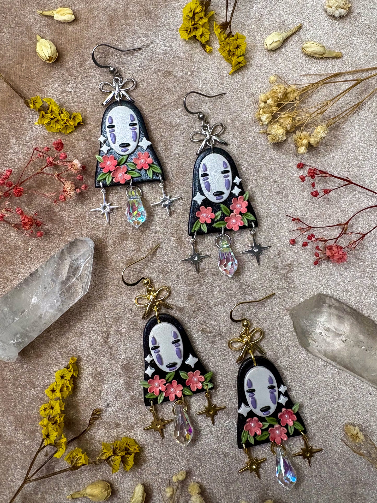 Masked Monster and Blossom Earrings