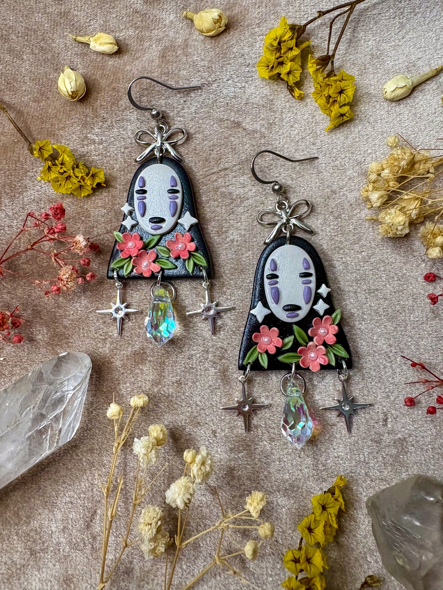 Masked Monster and Blossom Earrings