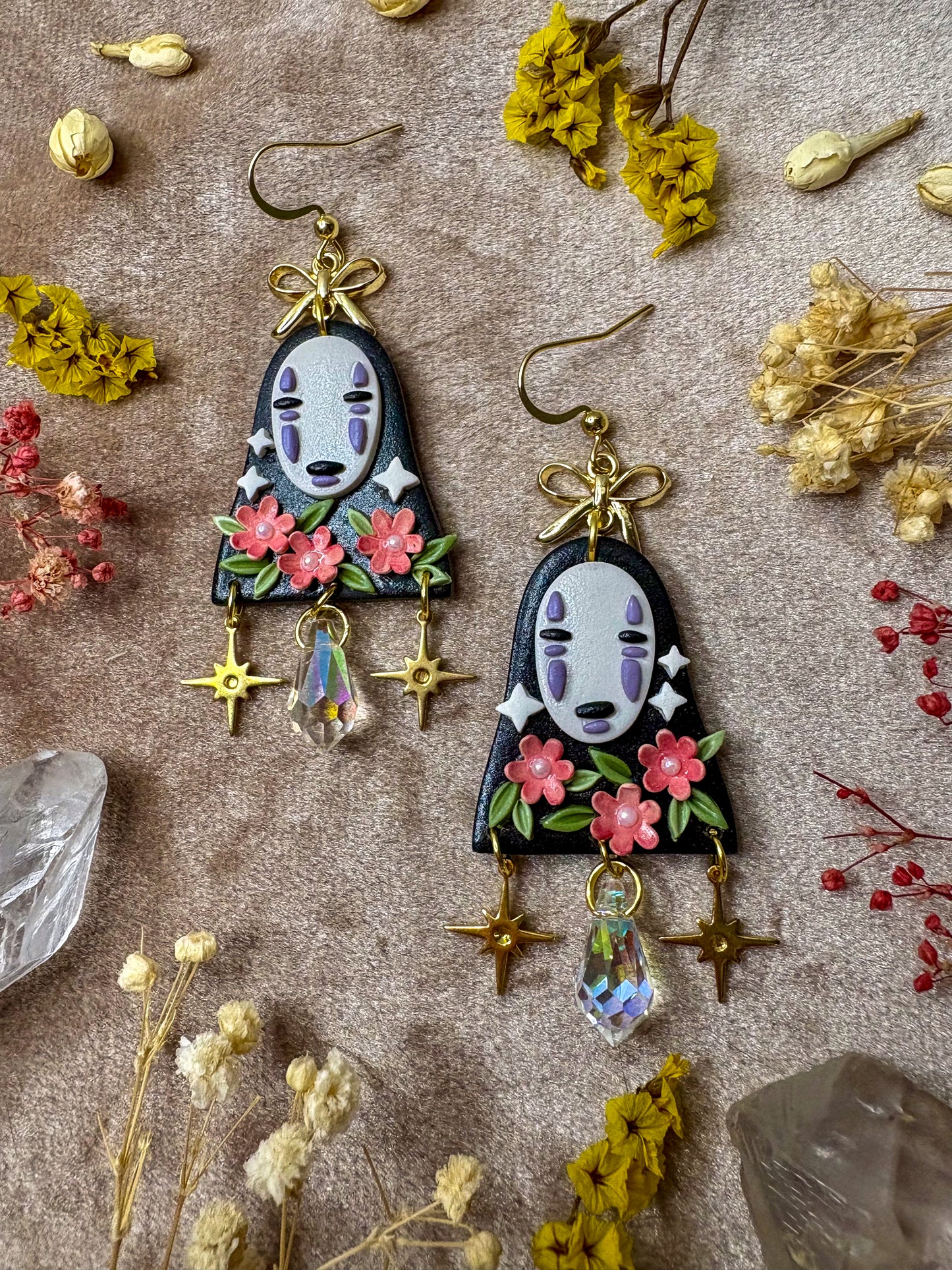 Masked Monster and Blossom Earrings
