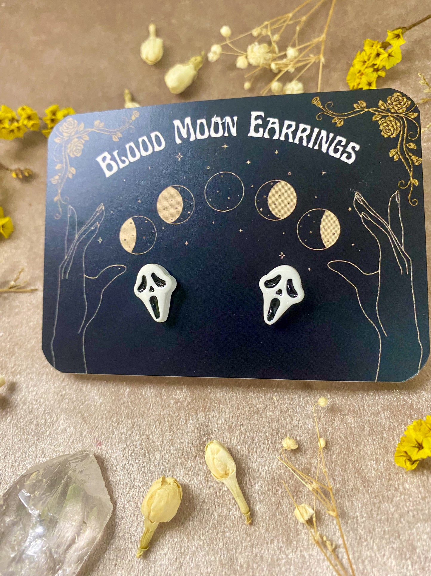 Ghost Face Stud Earrings