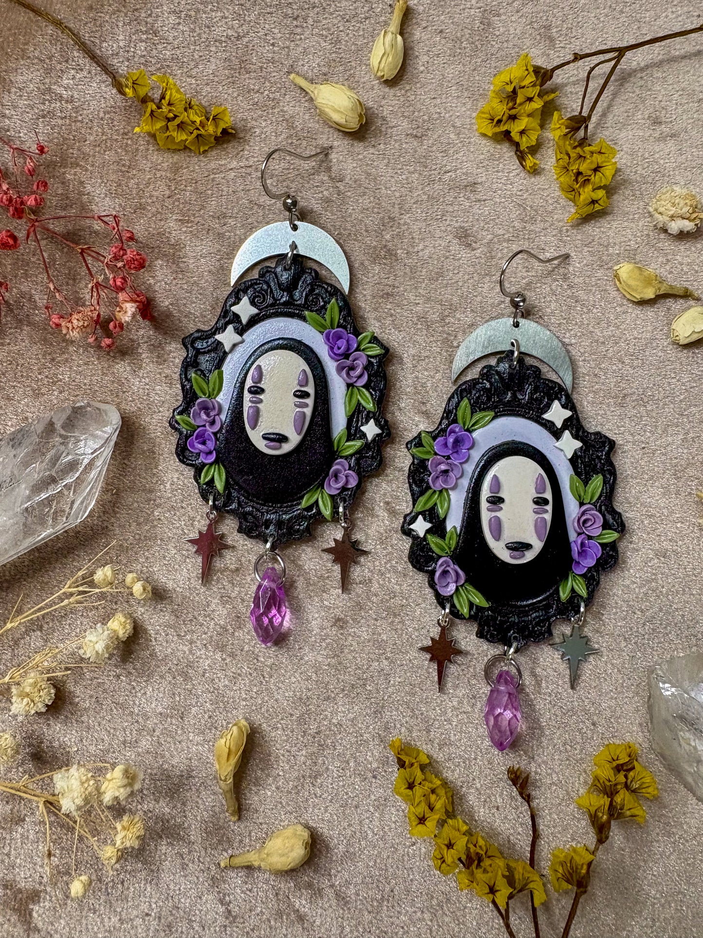 Masked Monster Floral Frame Earrings