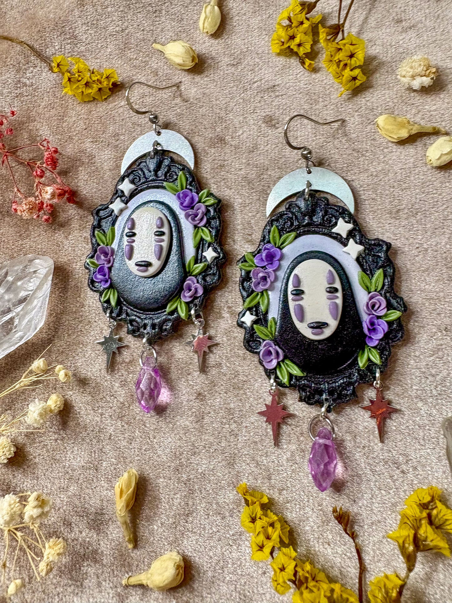Masked Monster Floral Frame Earrings