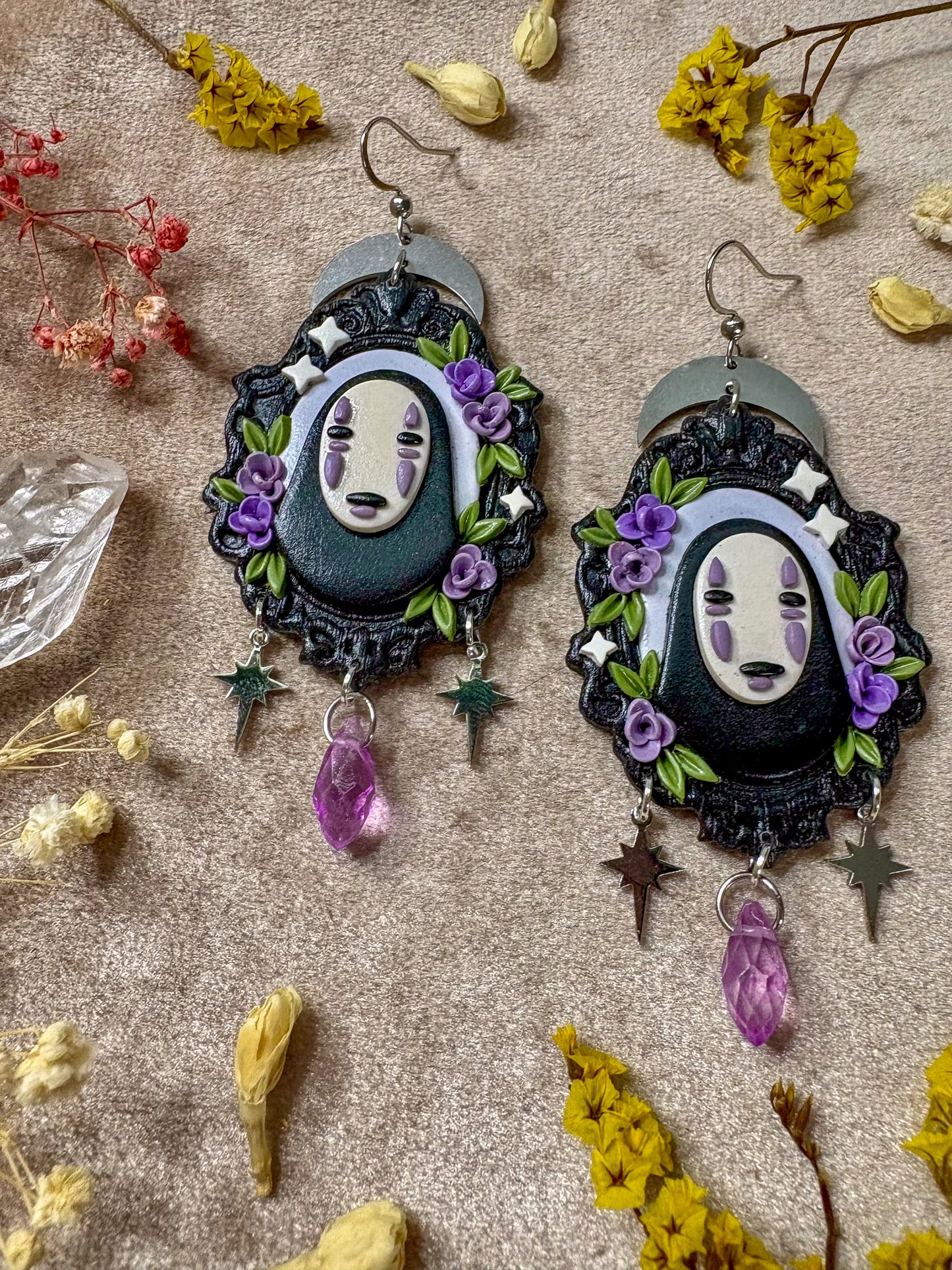 Masked Monster Floral Frame Earrings