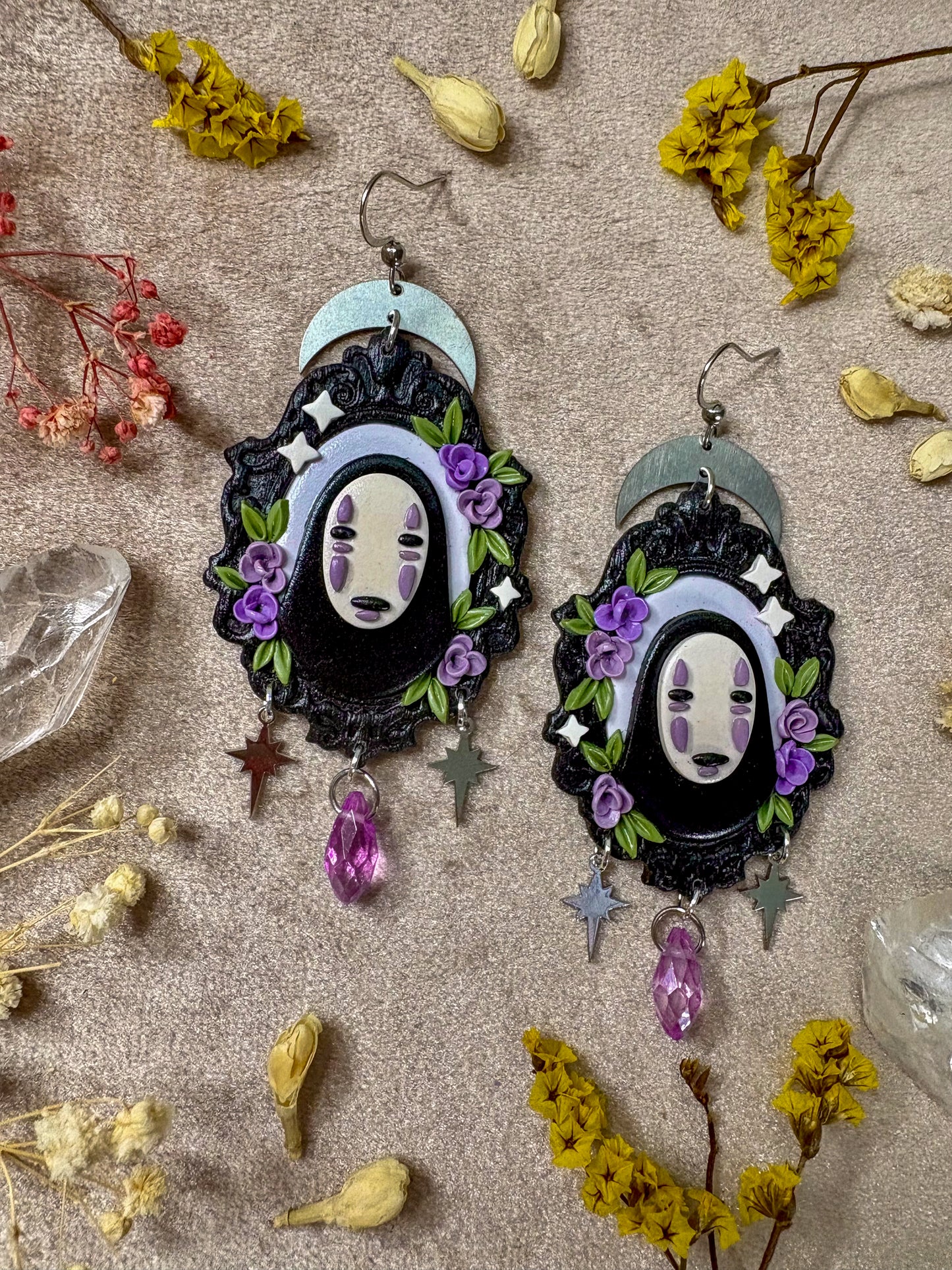Masked Monster Floral Frame Earrings