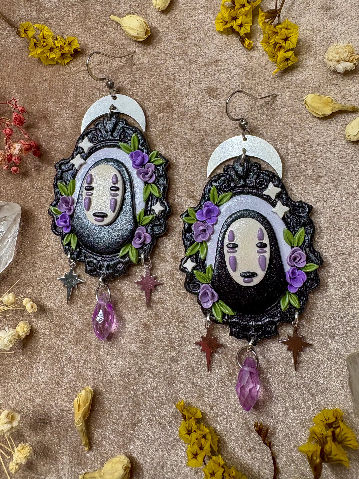 Masked Monster Floral Frame Earrings