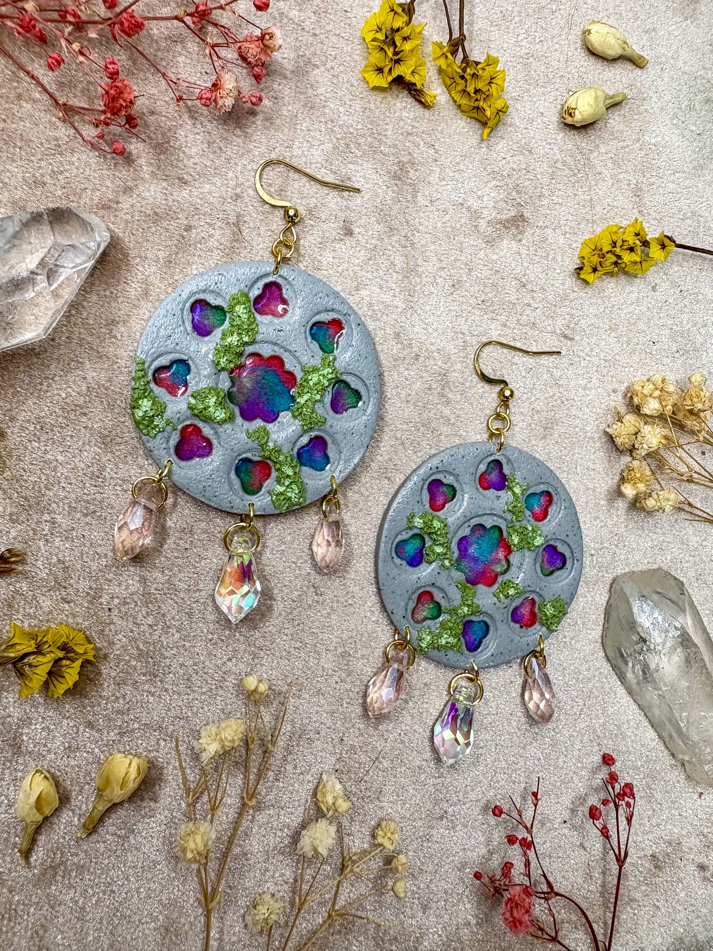 Round Stained Glass Cathedral Window Earrings