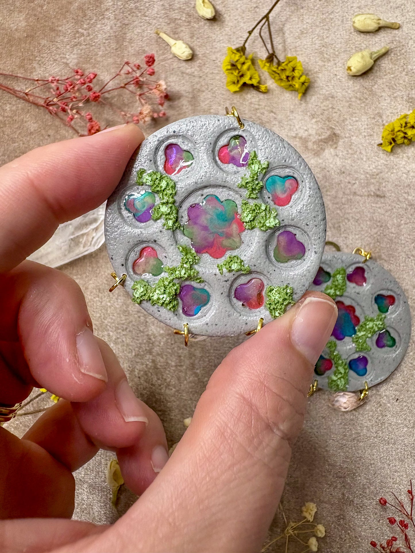 Round Stained Glass Cathedral Window Earrings