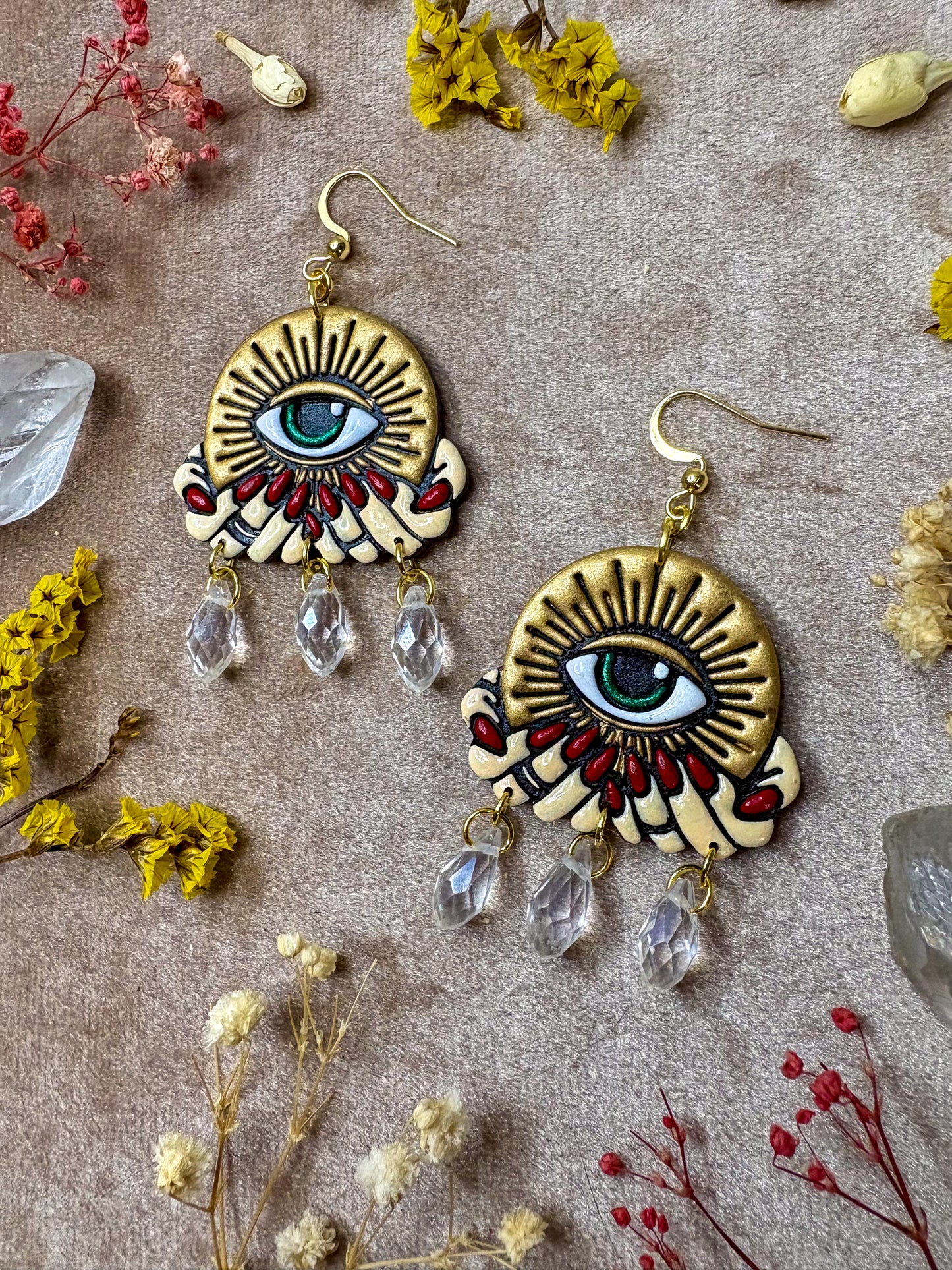 Gold Crystal (Eye)Ball Earrings