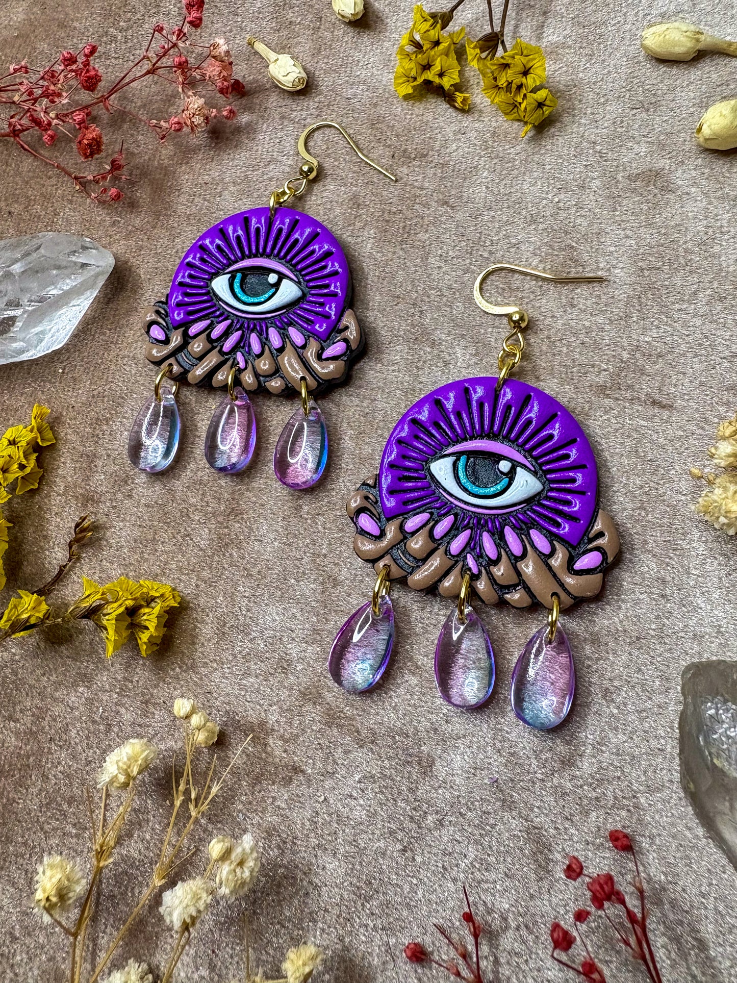 Purple Crystal (Eye)Ball Earrings