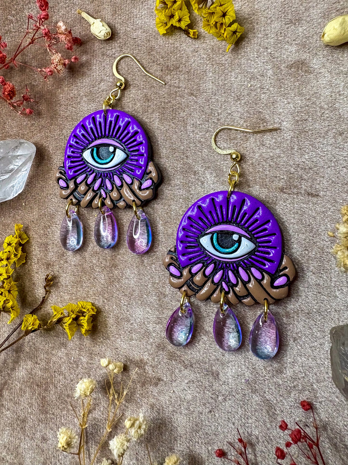 Purple Crystal (Eye)Ball Earrings