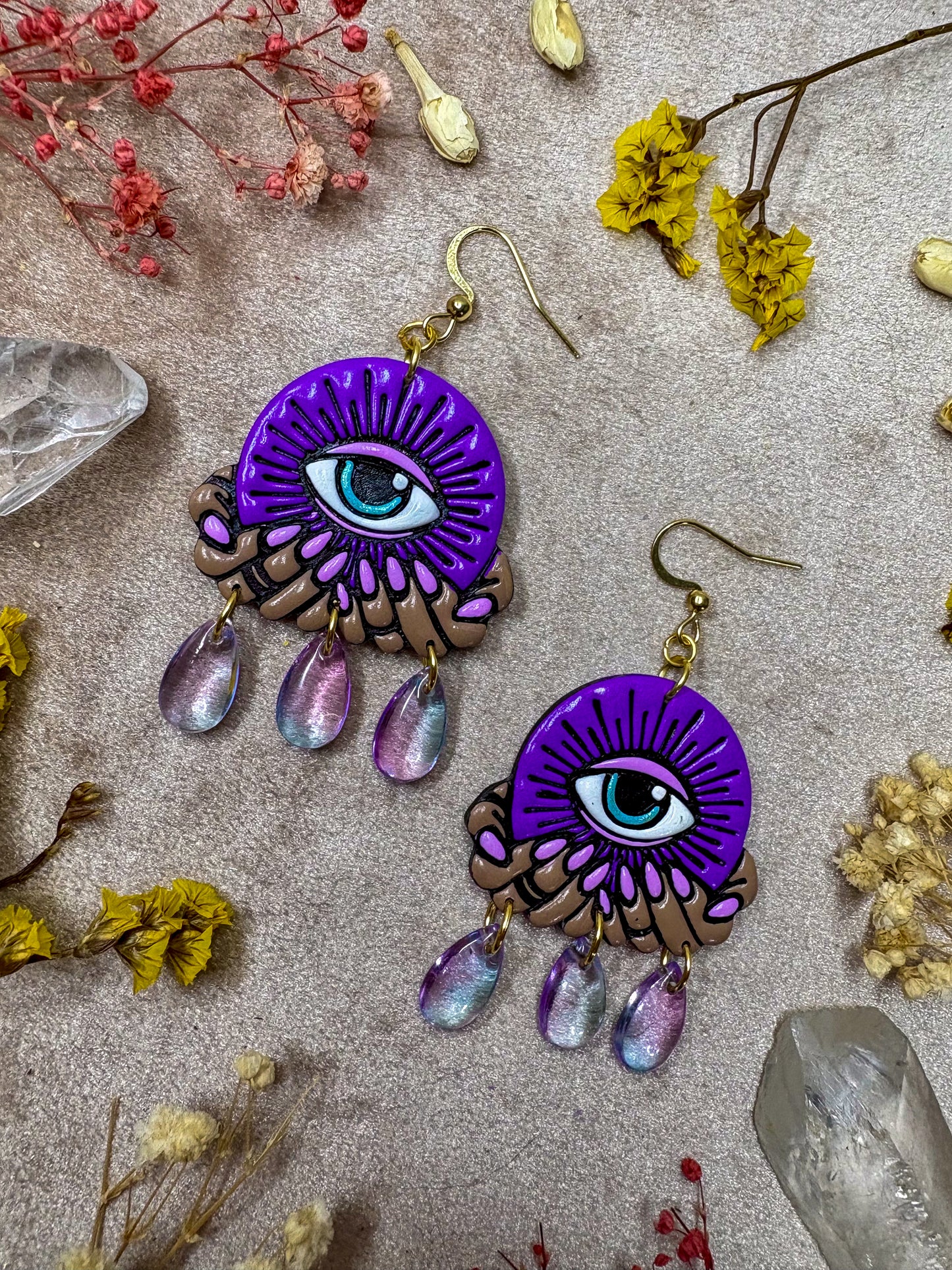 Purple Crystal (Eye)Ball Earrings