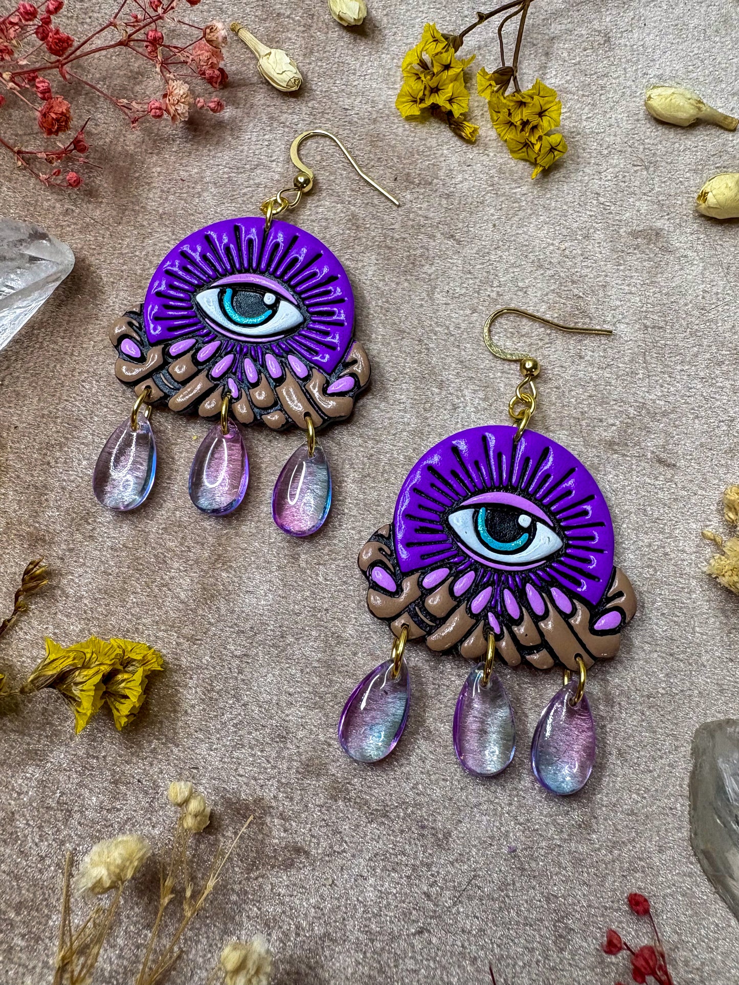 Purple Crystal (Eye)Ball Earrings