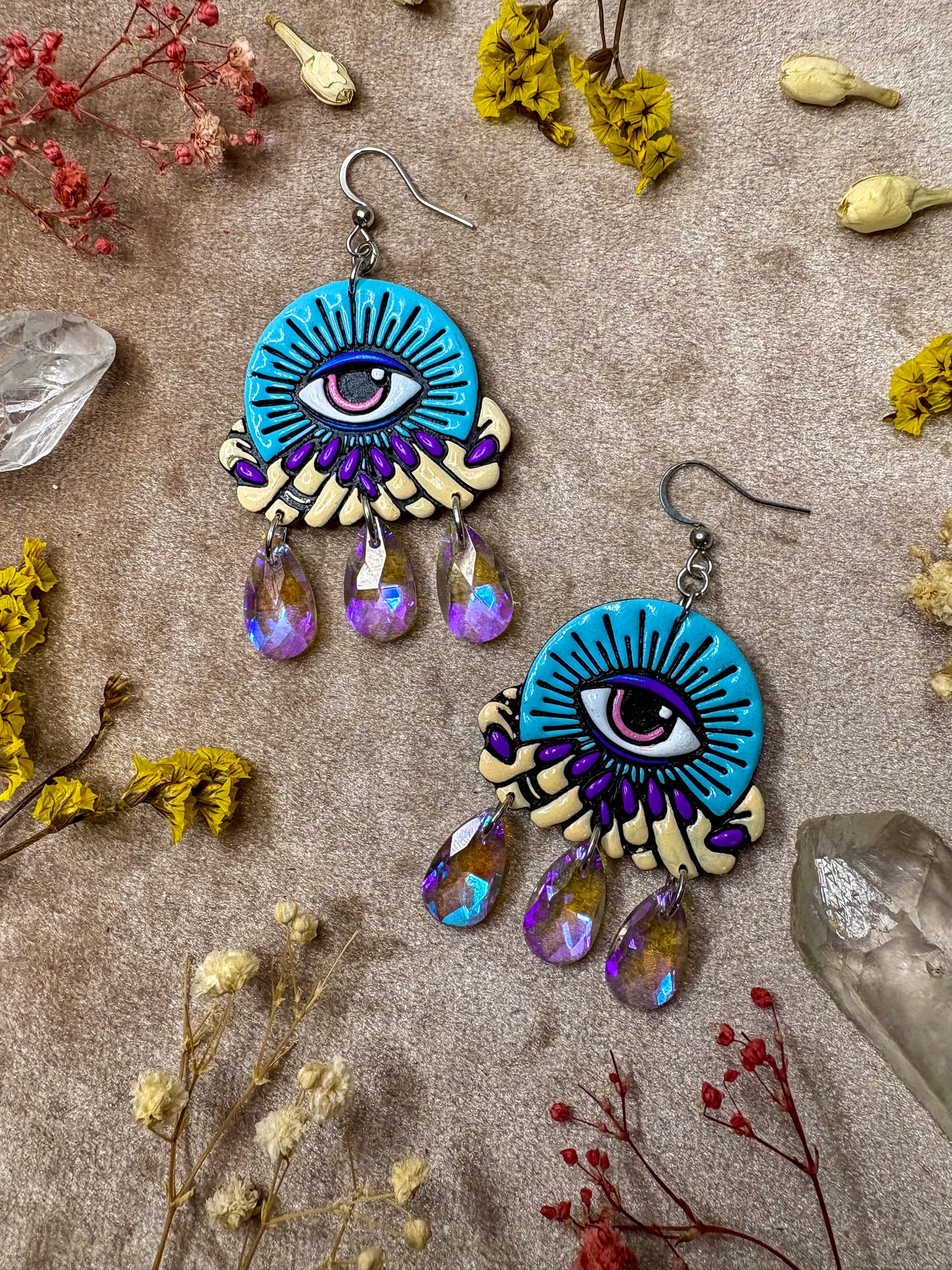 Blue Crystal (Eye)Ball Earrings