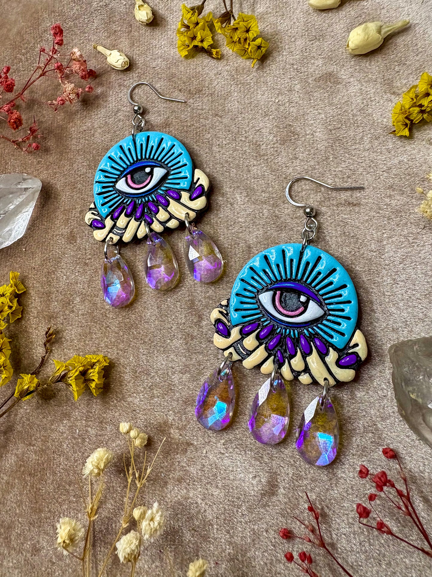 Blue Crystal (Eye)Ball Earrings