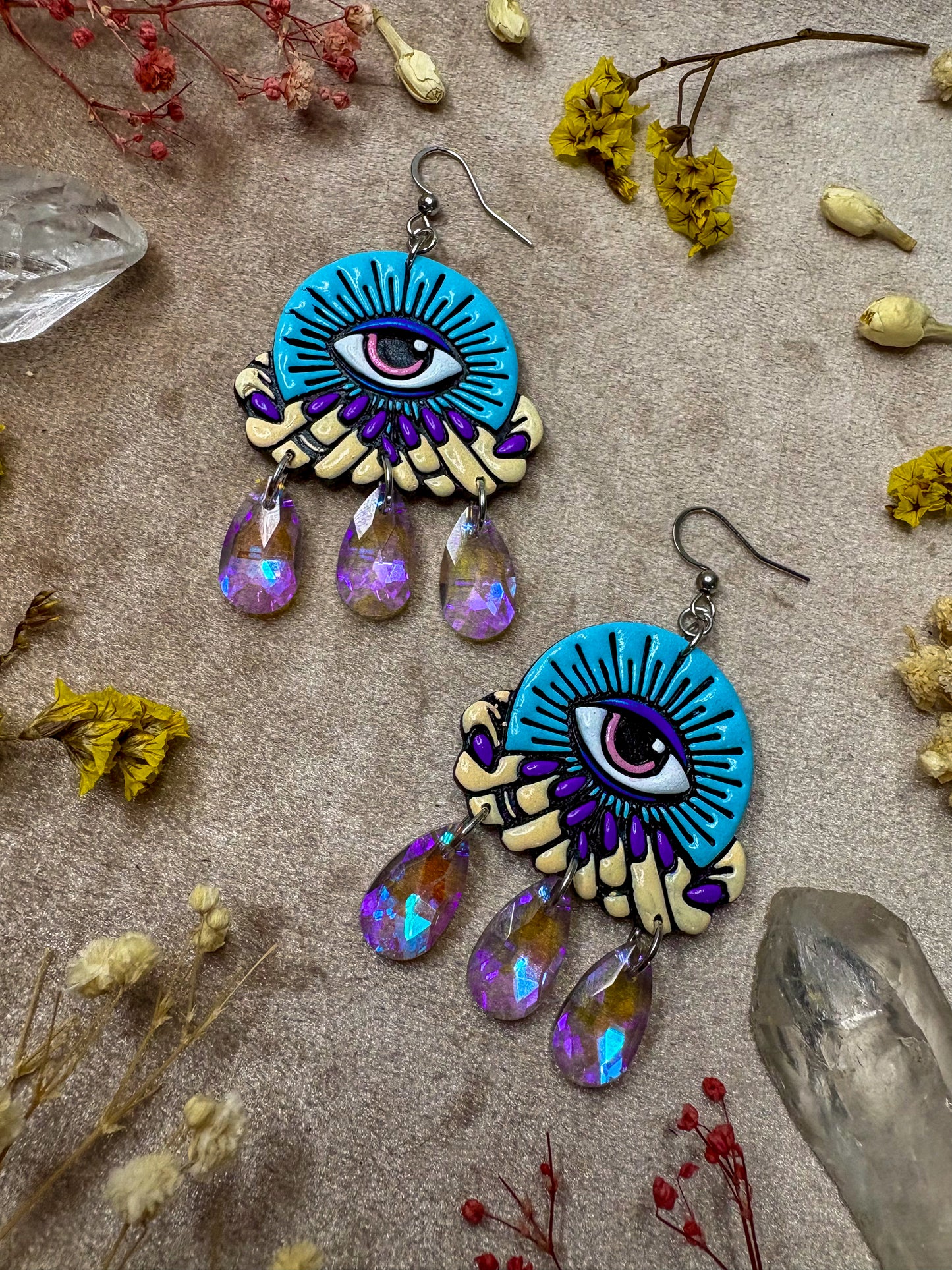 Blue Crystal (Eye)Ball Earrings