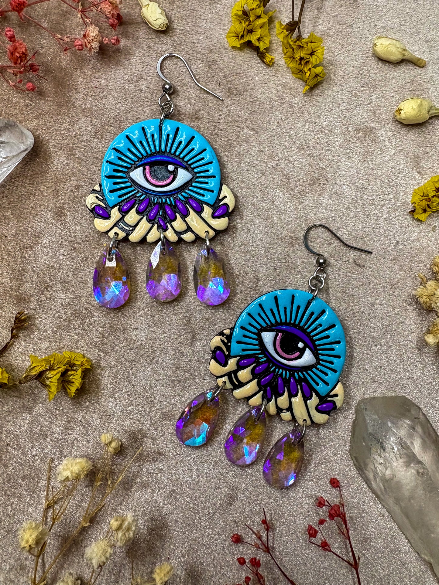 Blue Crystal (Eye)Ball Earrings
