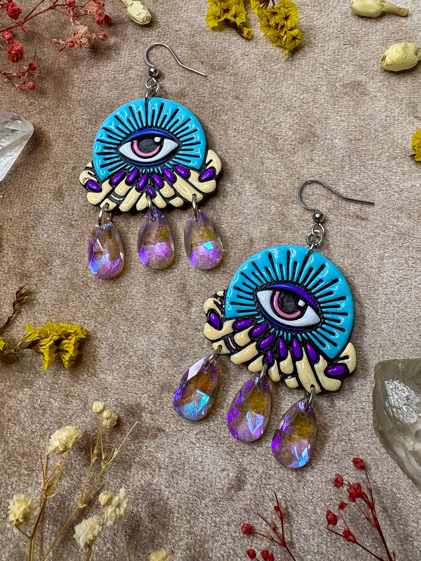 Blue Crystal (Eye)Ball Earrings