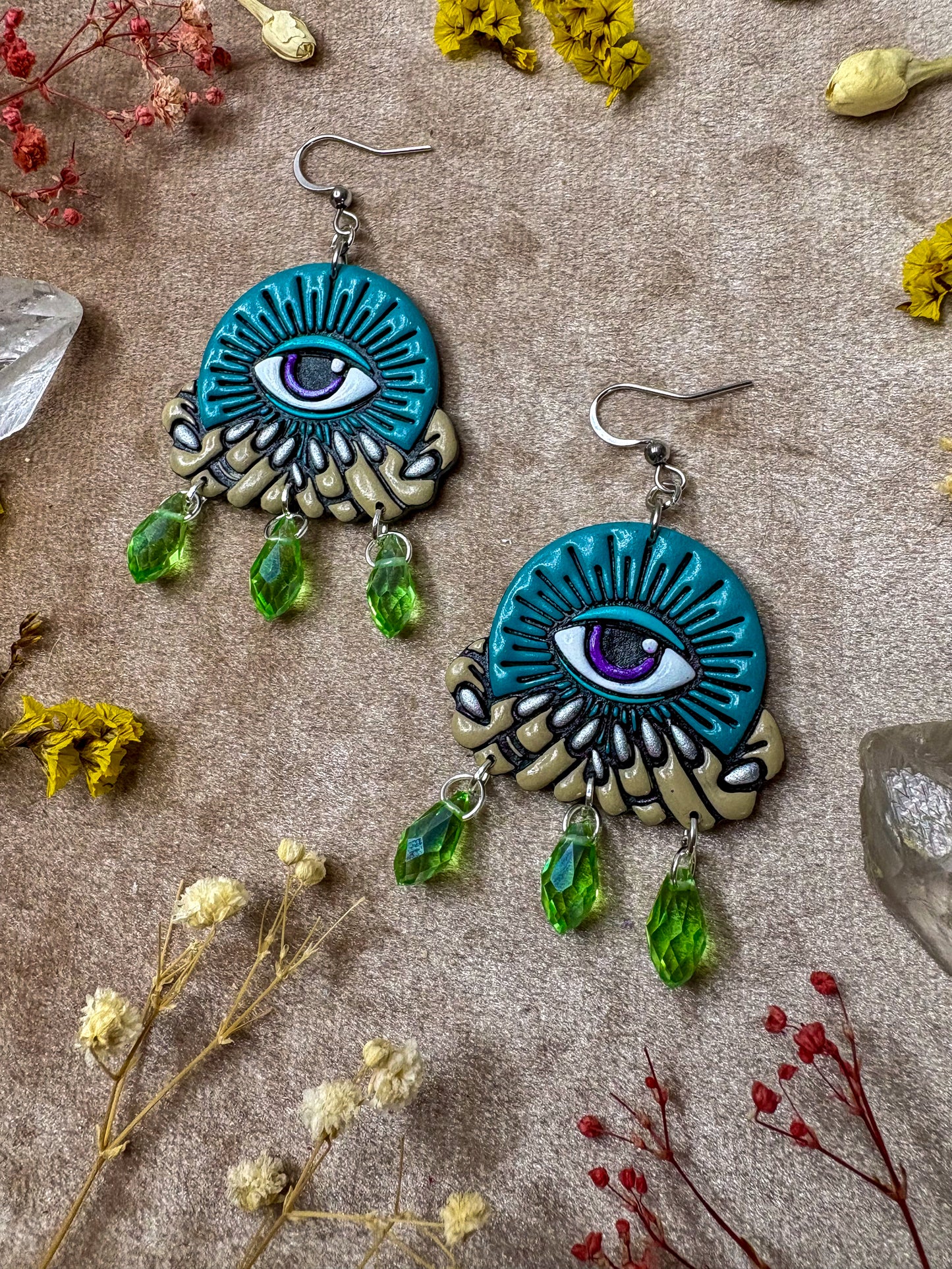 Teal Crystal (Eye)Ball Earrings