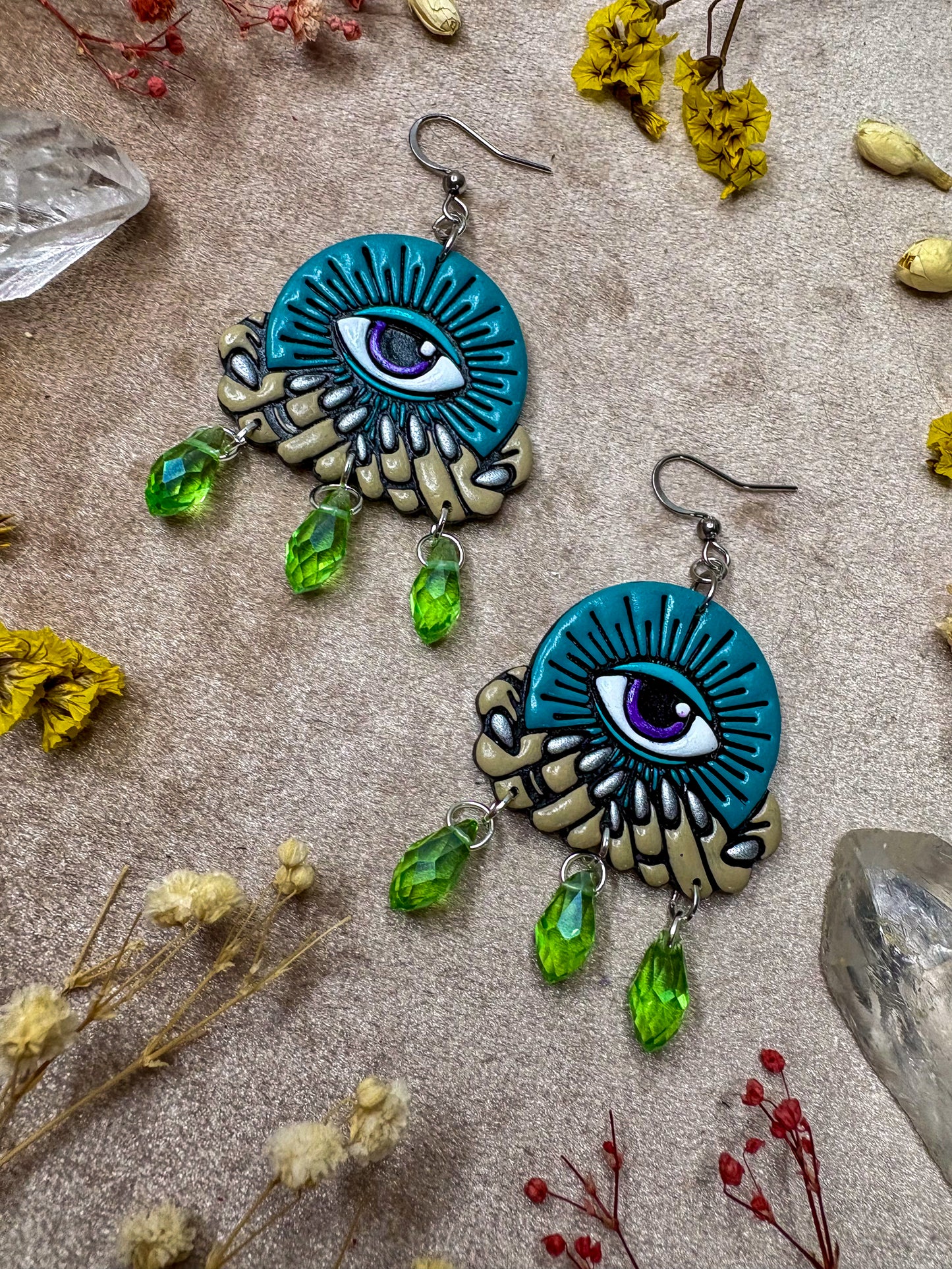 Teal Crystal (Eye)Ball Earrings
