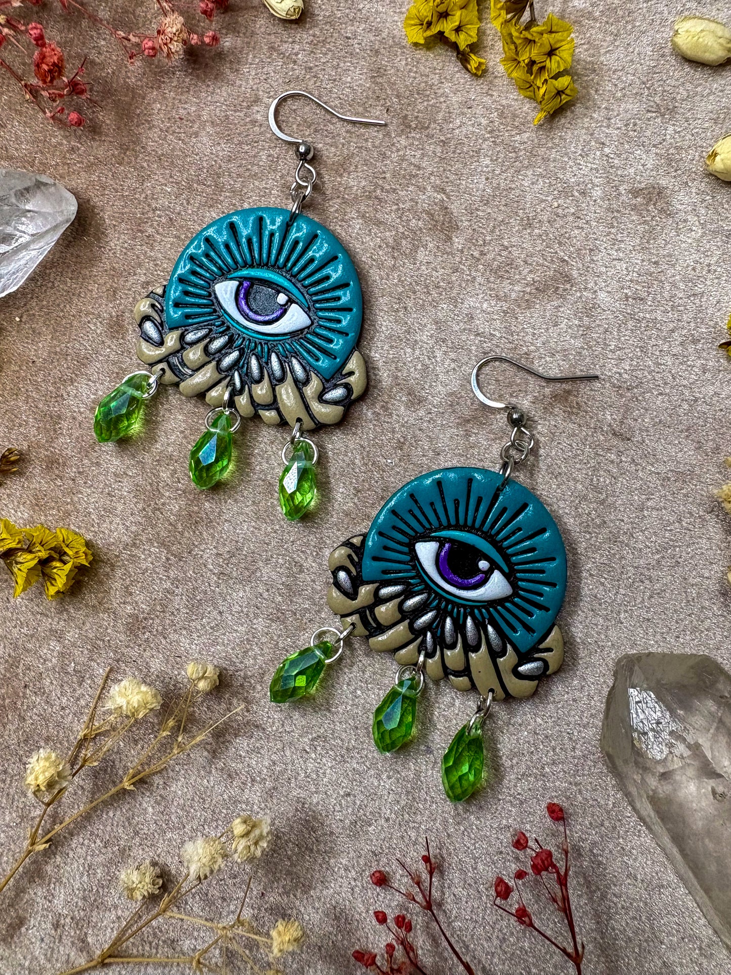 Teal Crystal (Eye)Ball Earrings