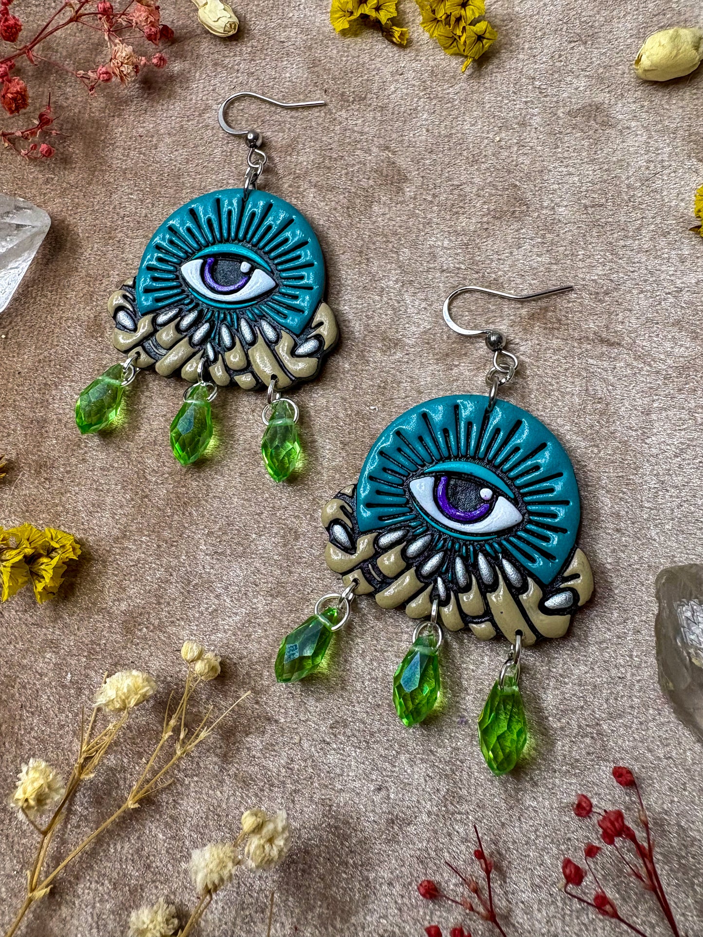 Teal Crystal (Eye)Ball Earrings