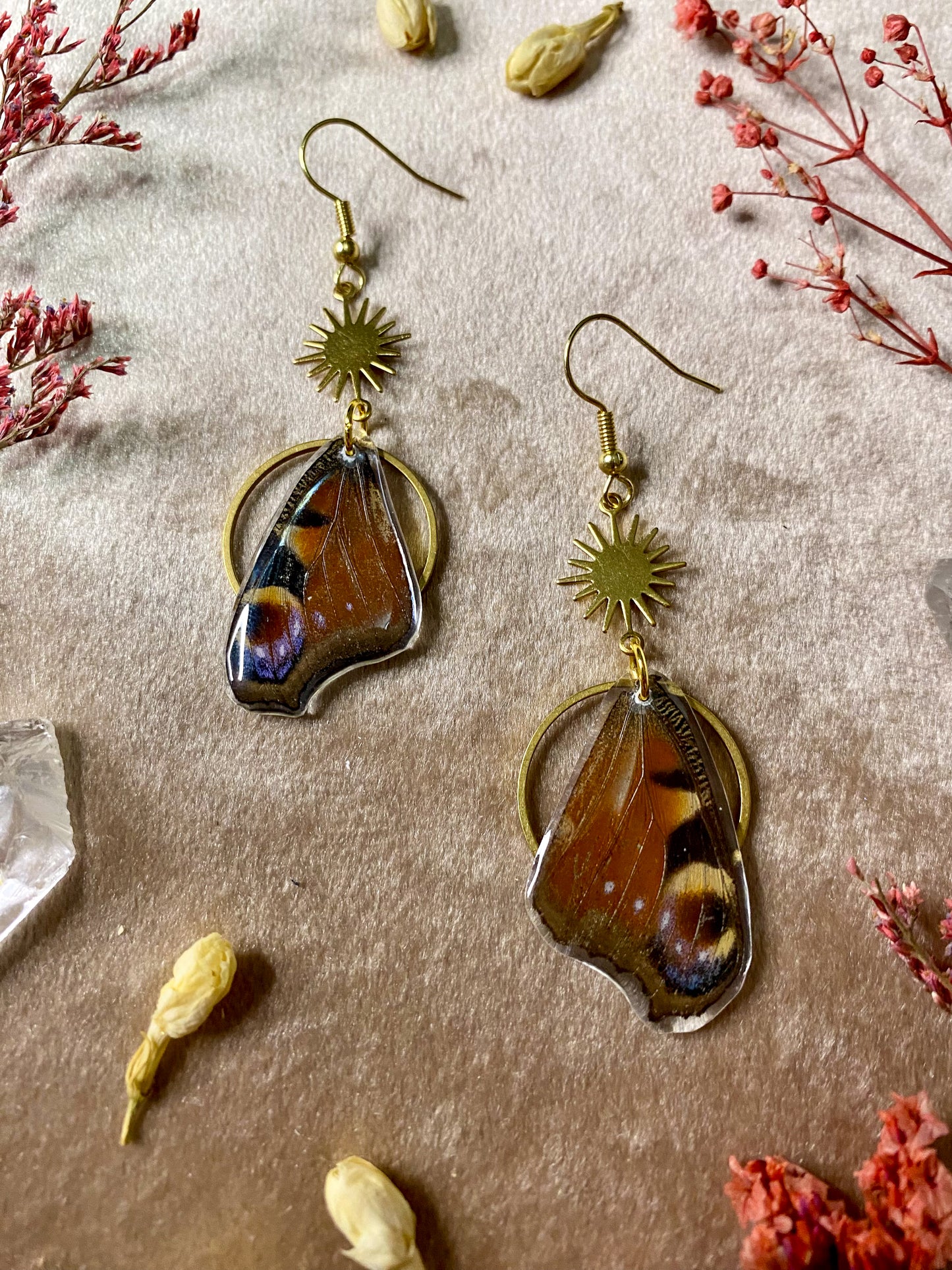 Peacock Pansy Butterfly Earrings