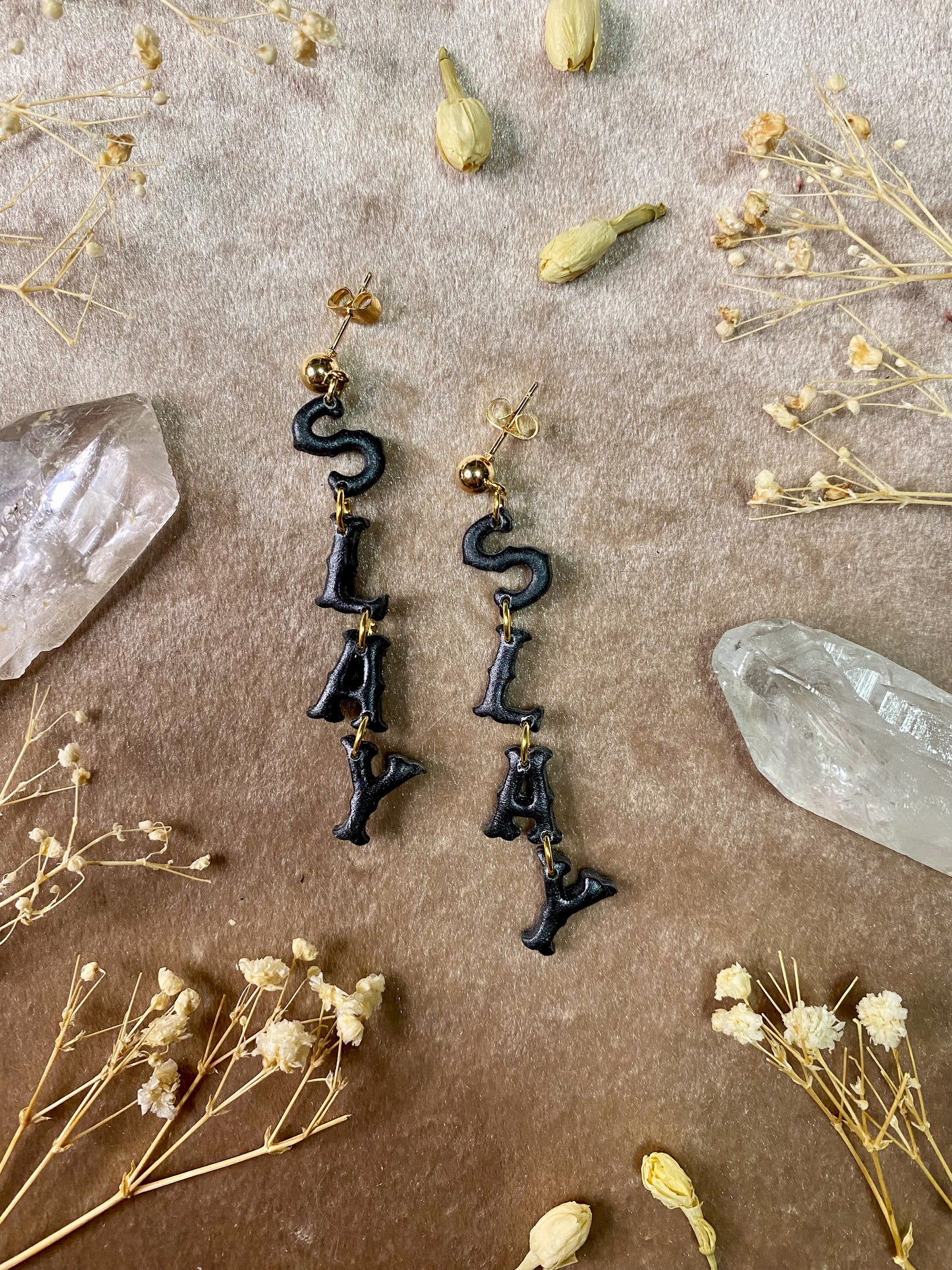 Polymer clay slay dangle earrings
