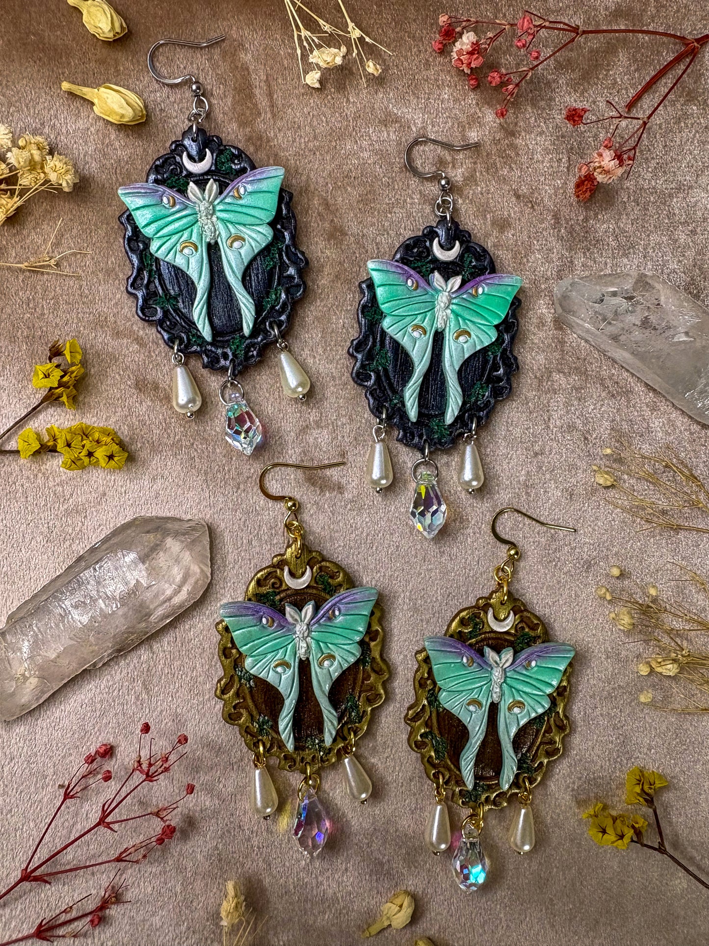 Luna Moth Frame Earrings
