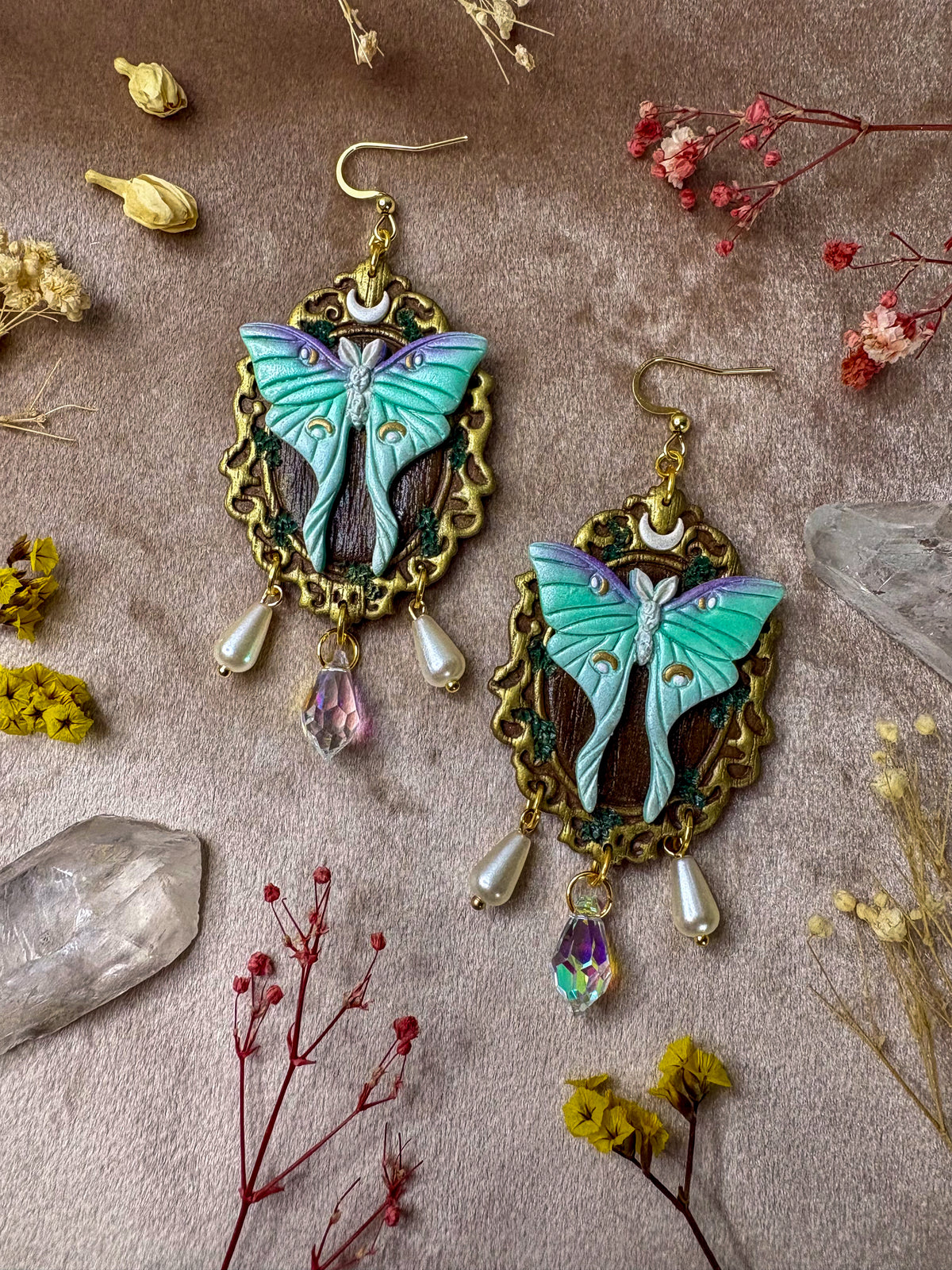 Luna Moth Frame Earrings