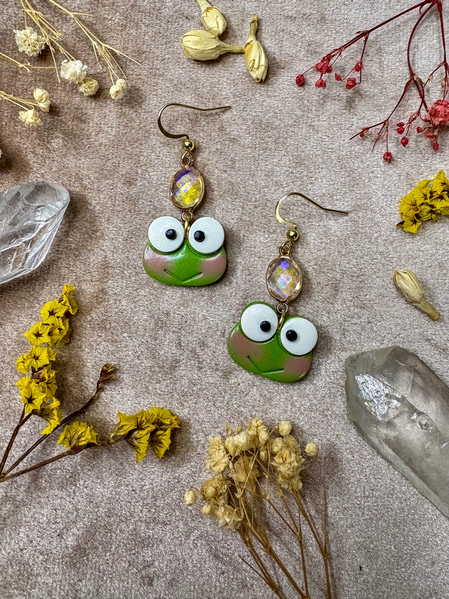 Blushing Frog Earrings