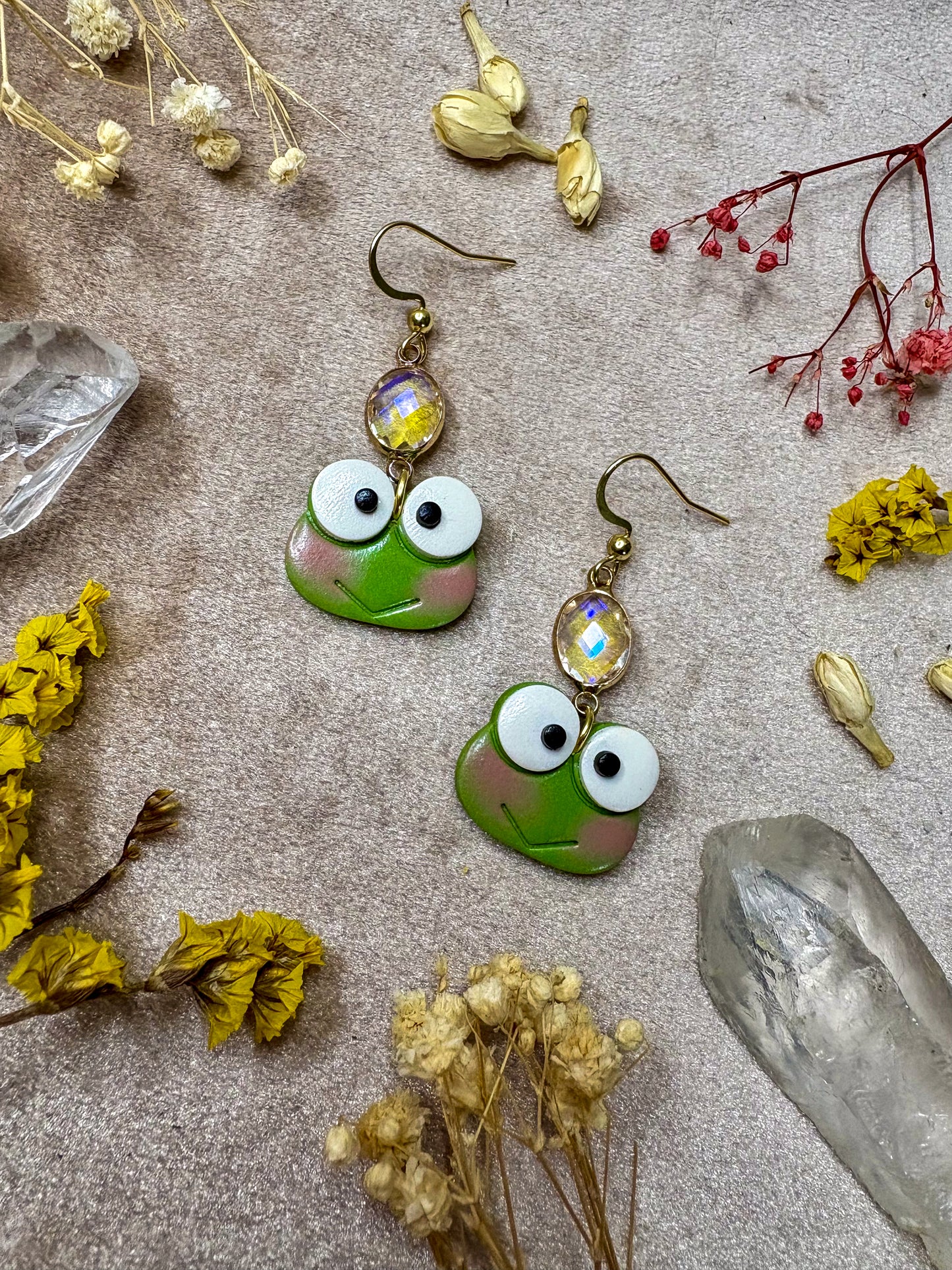 Blushing Frog Earrings
