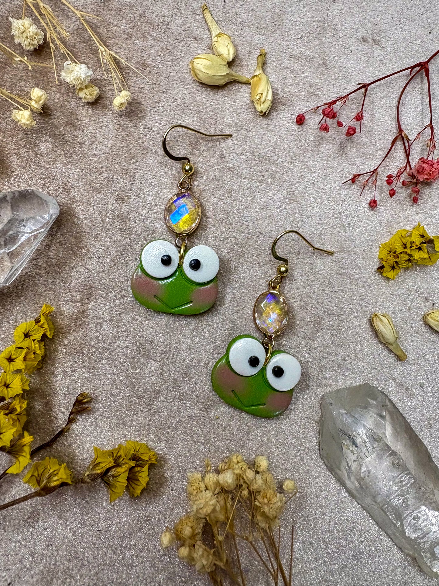 Blushing Frog Earrings