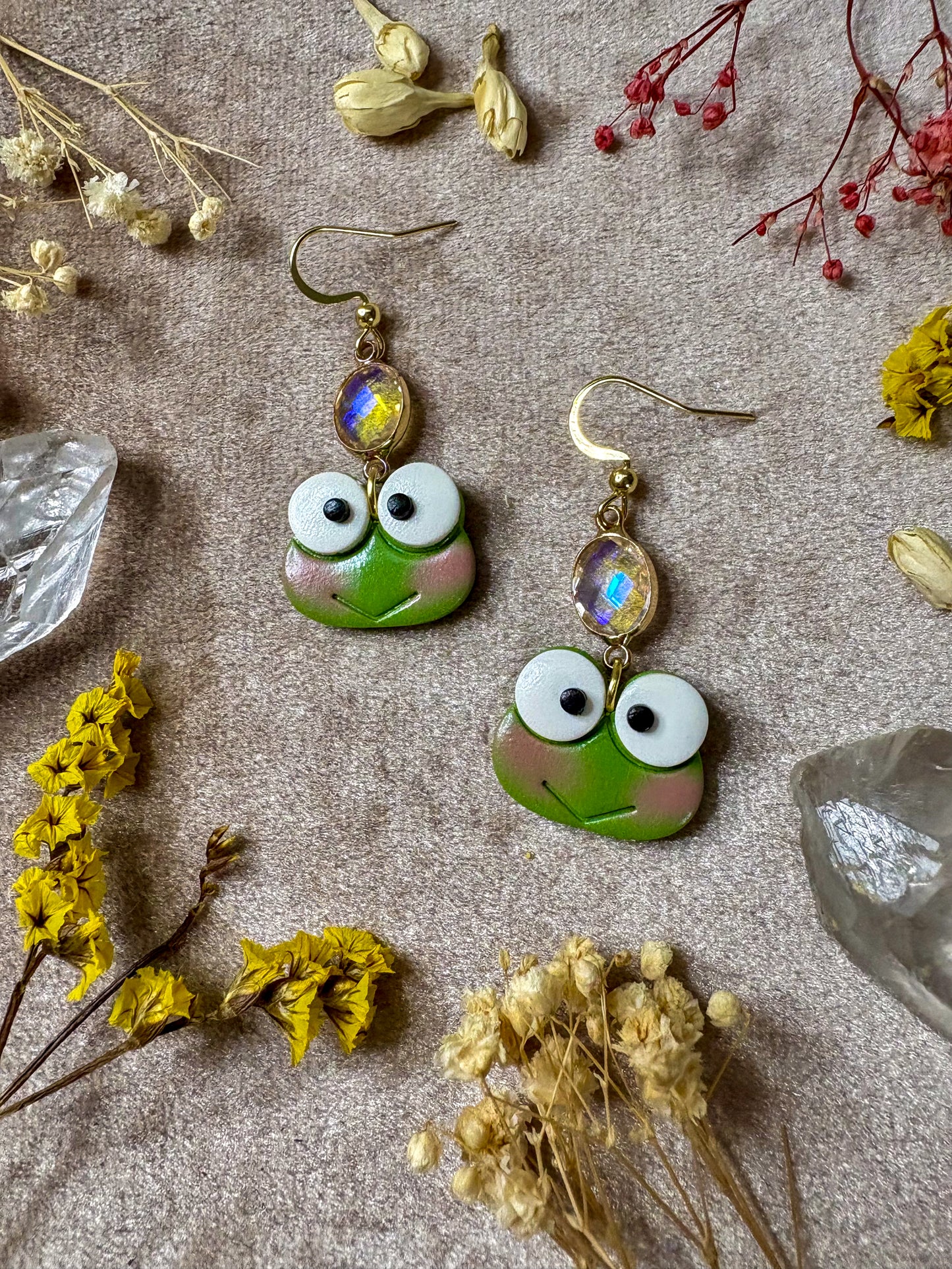Blushing Frog Earrings