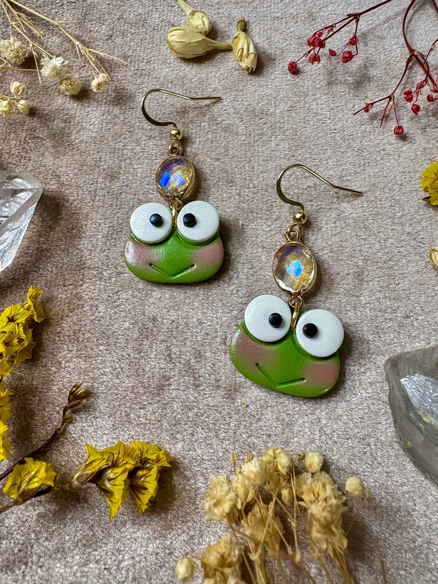 Blushing Frog Earrings