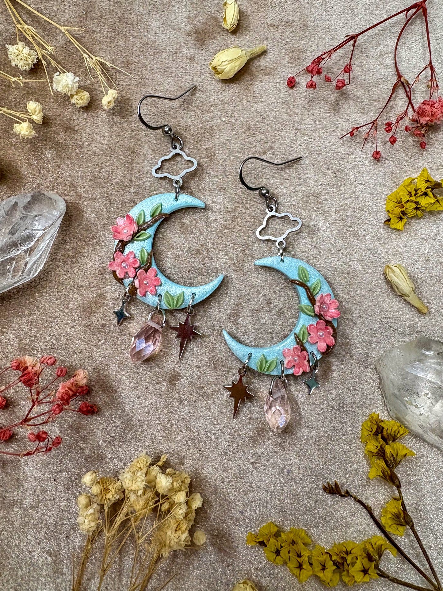 Cherry Blossom Moon Earrings