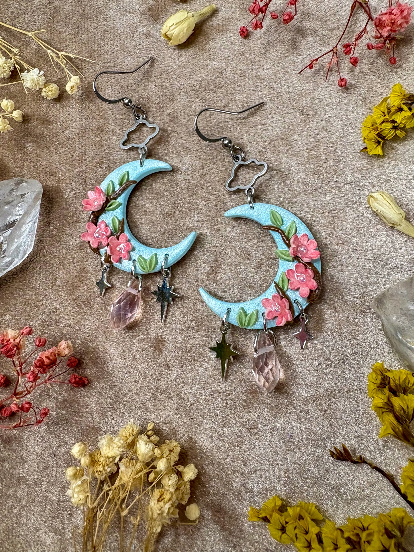 Cherry Blossom Moon Earrings