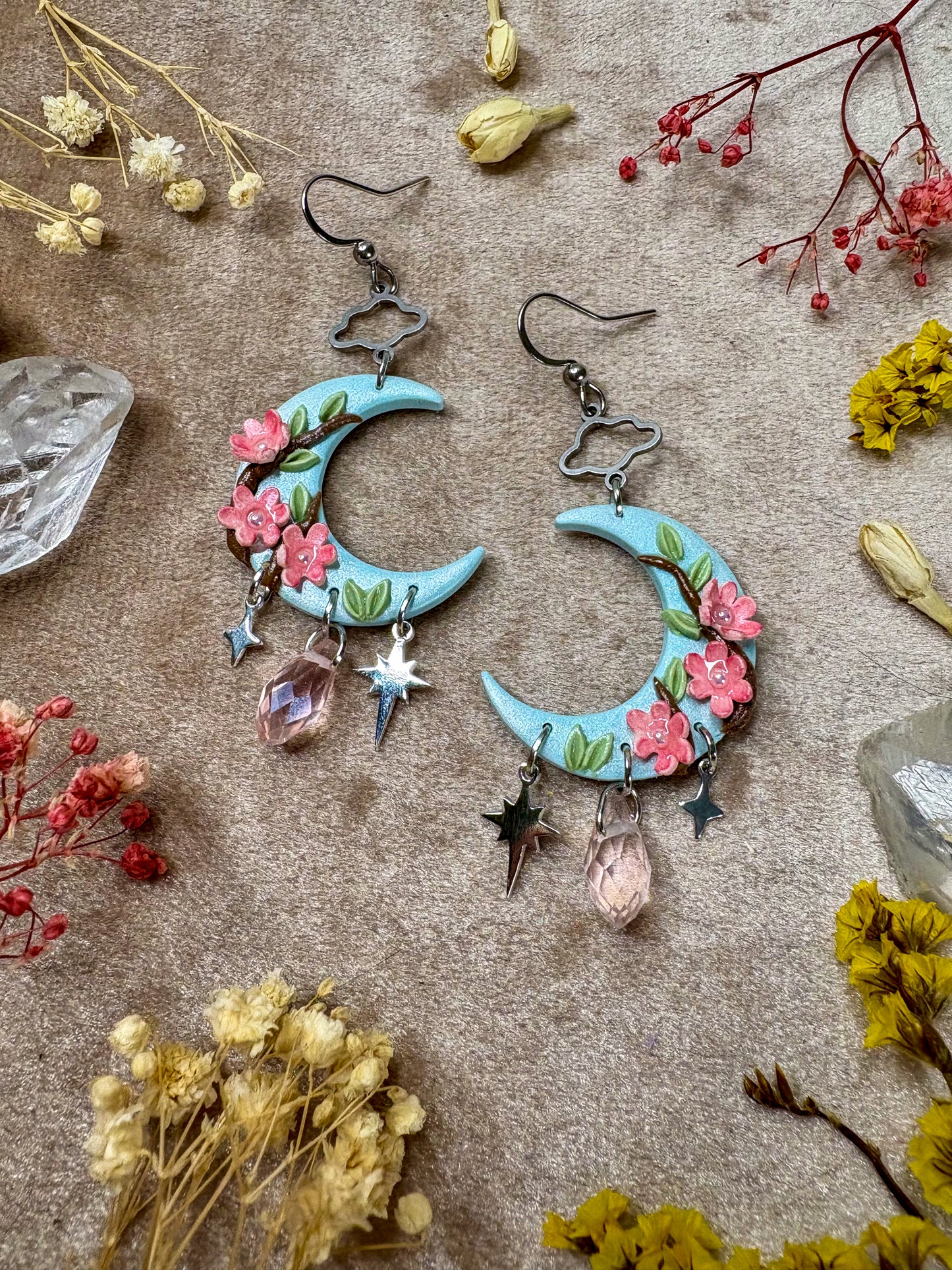 Cherry Blossom Moon Earrings