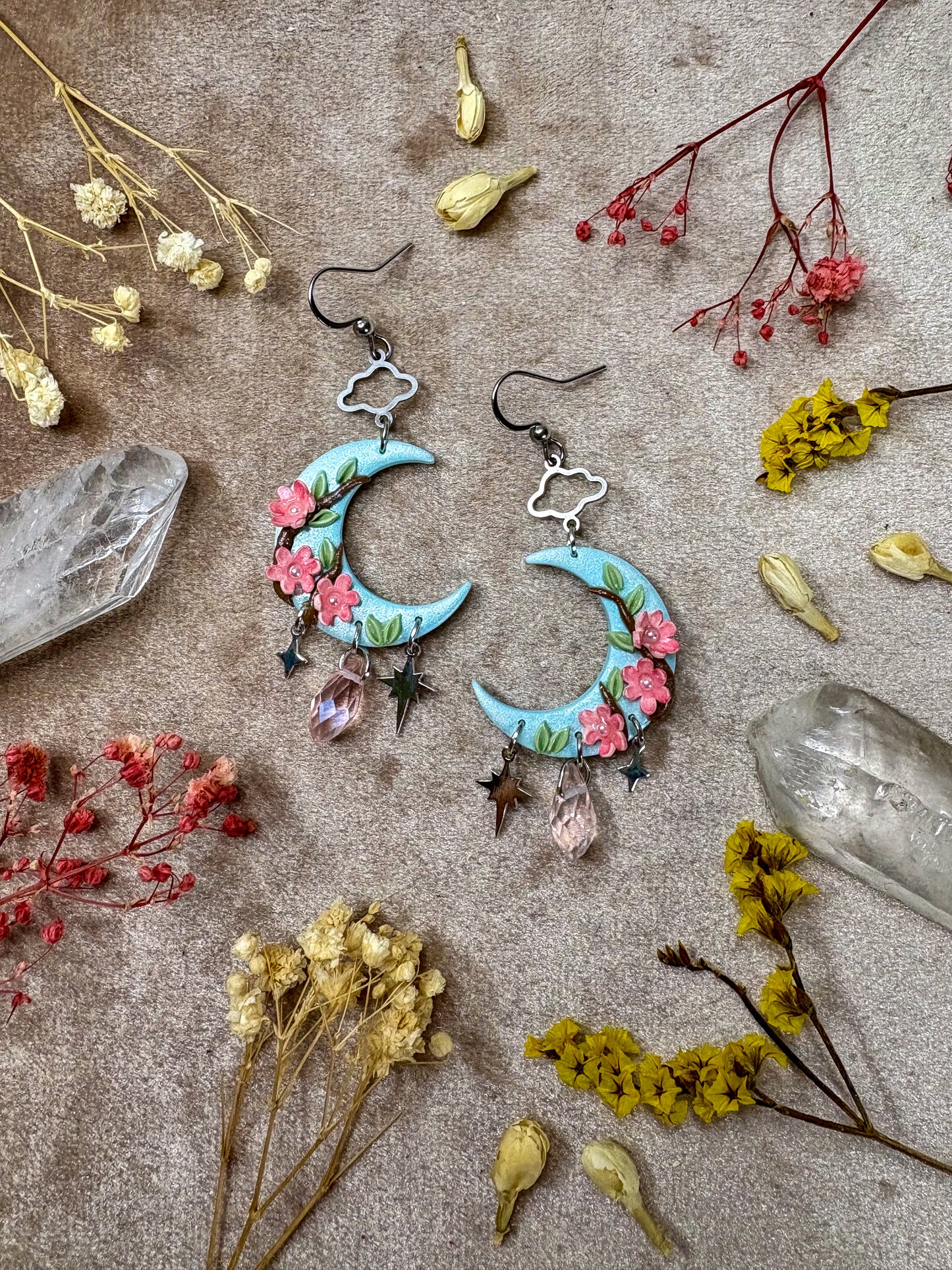 Cherry Blossom Moon Earrings
